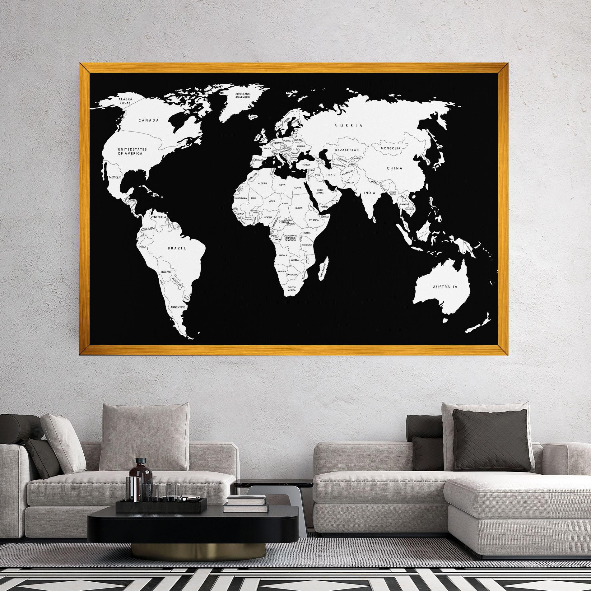 Tablou Canvas White World Map mockup 2
