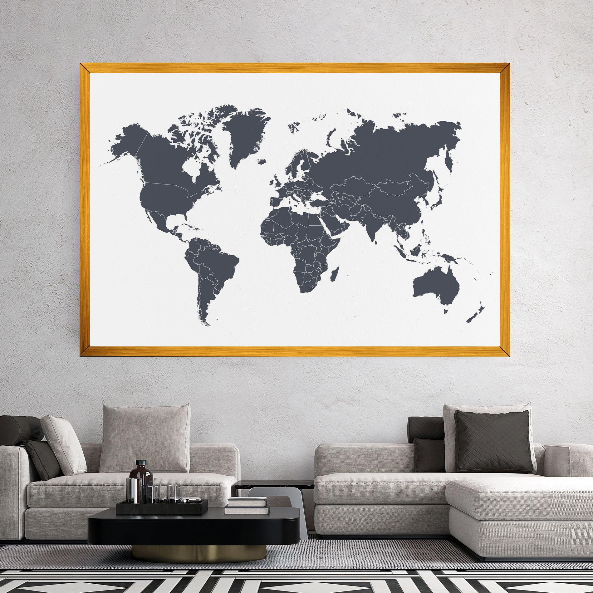 Tablou Canvas World Grey Map mockup 2
