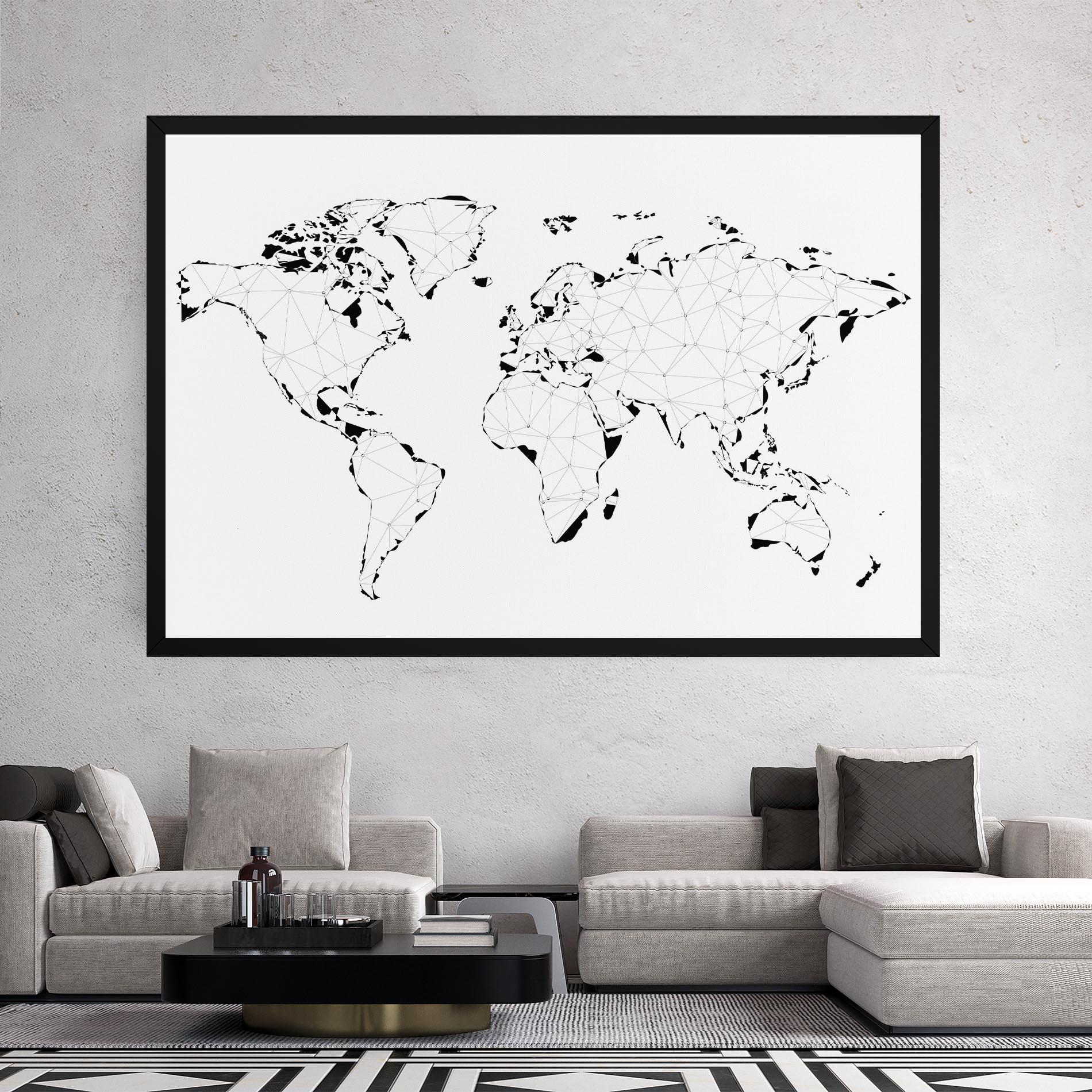 Tablou Canvas Black Line Map mockup 2