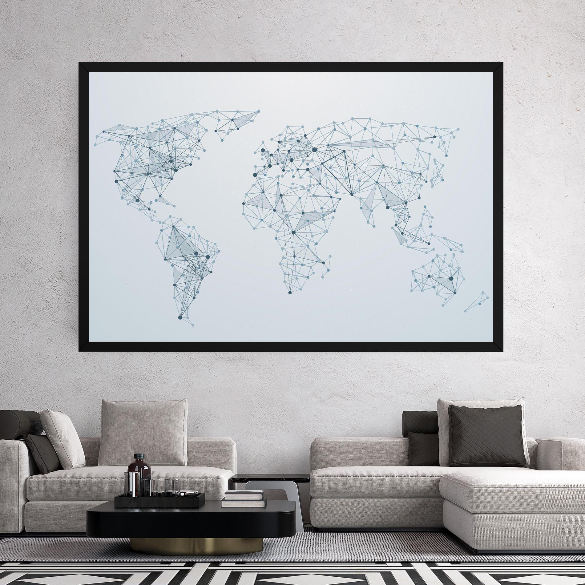 Tablou Canvas Blue Line Map mockup 2