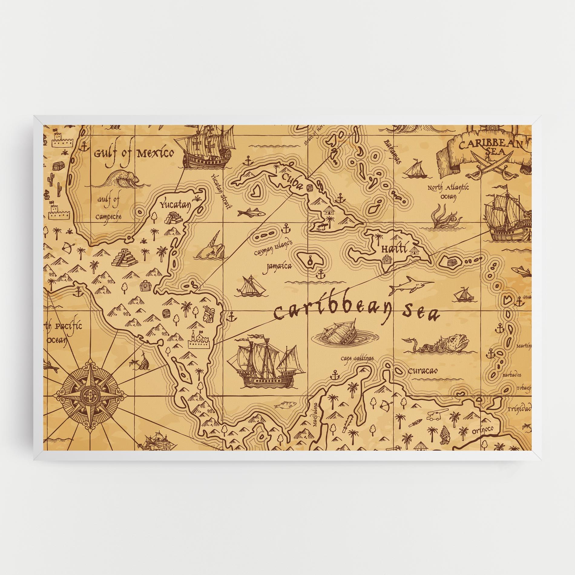 Tablou Canvas Caribbean Sea Map mockup 0