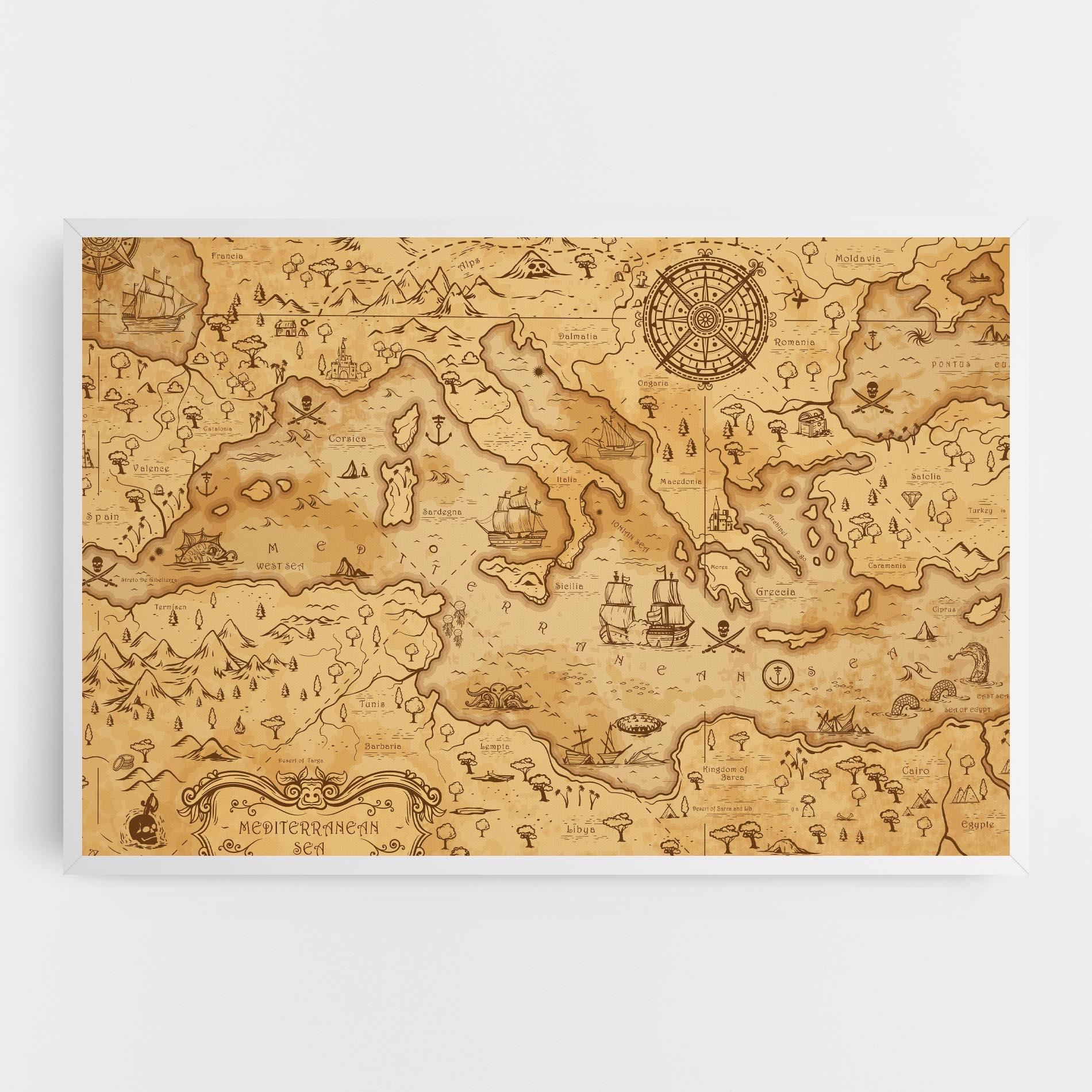 Tablou Canvas Cream Brown Map mockup 0