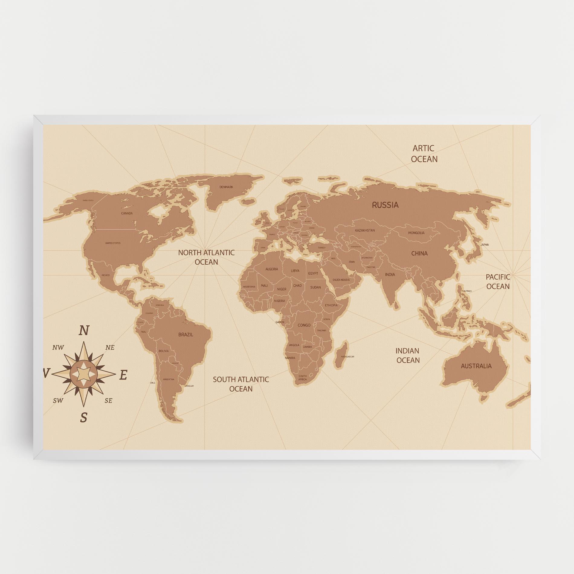 Tablou Canvas Cream Map Vintage mockup 0