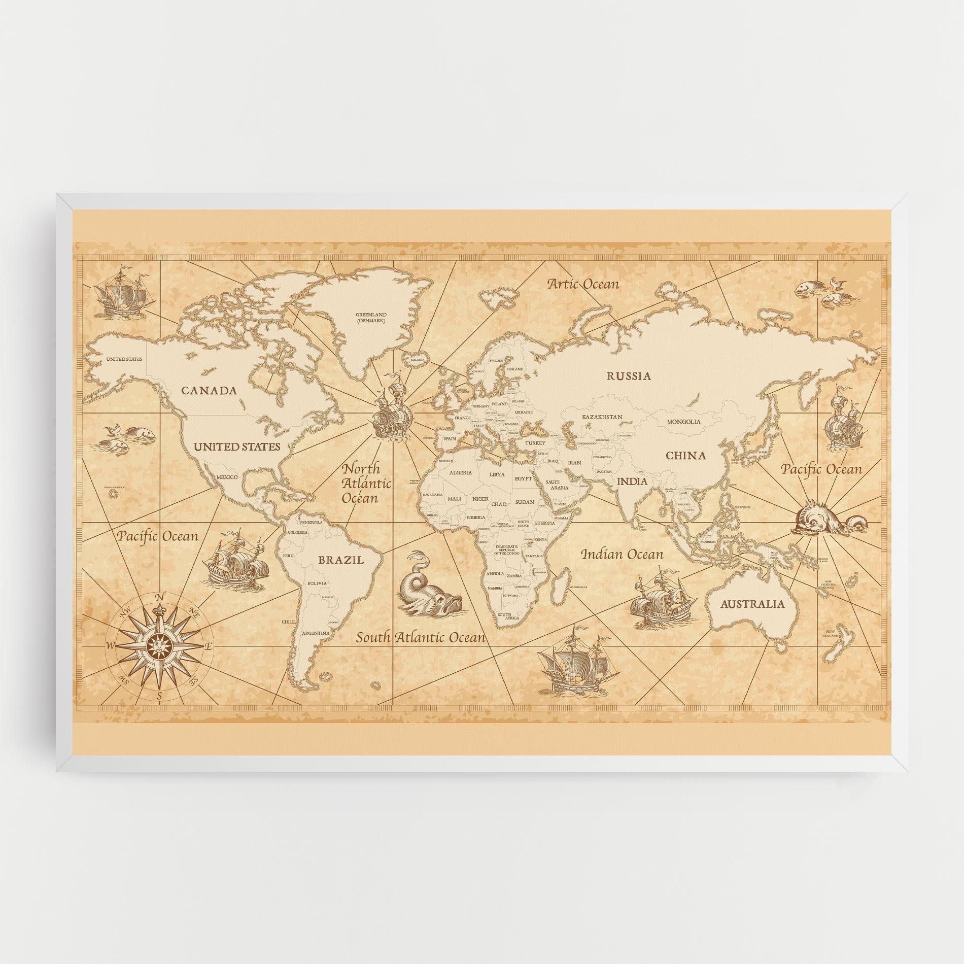 Tablou Canvas Cream Old Map mockup 0