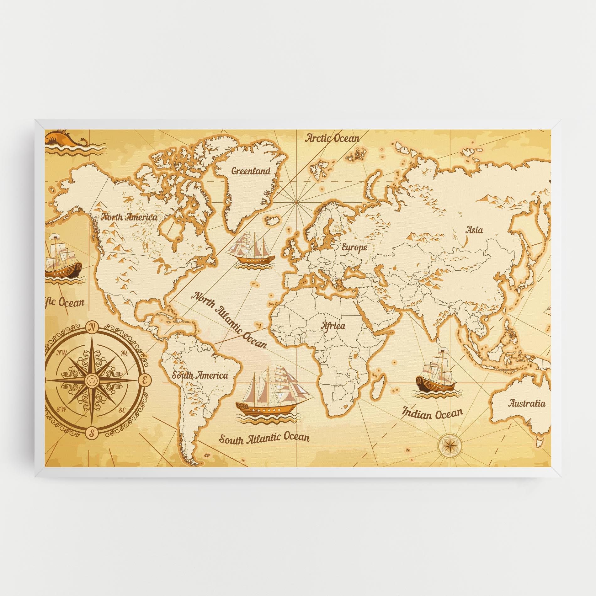 Tablou Canvas Gold Old Map mockup 0