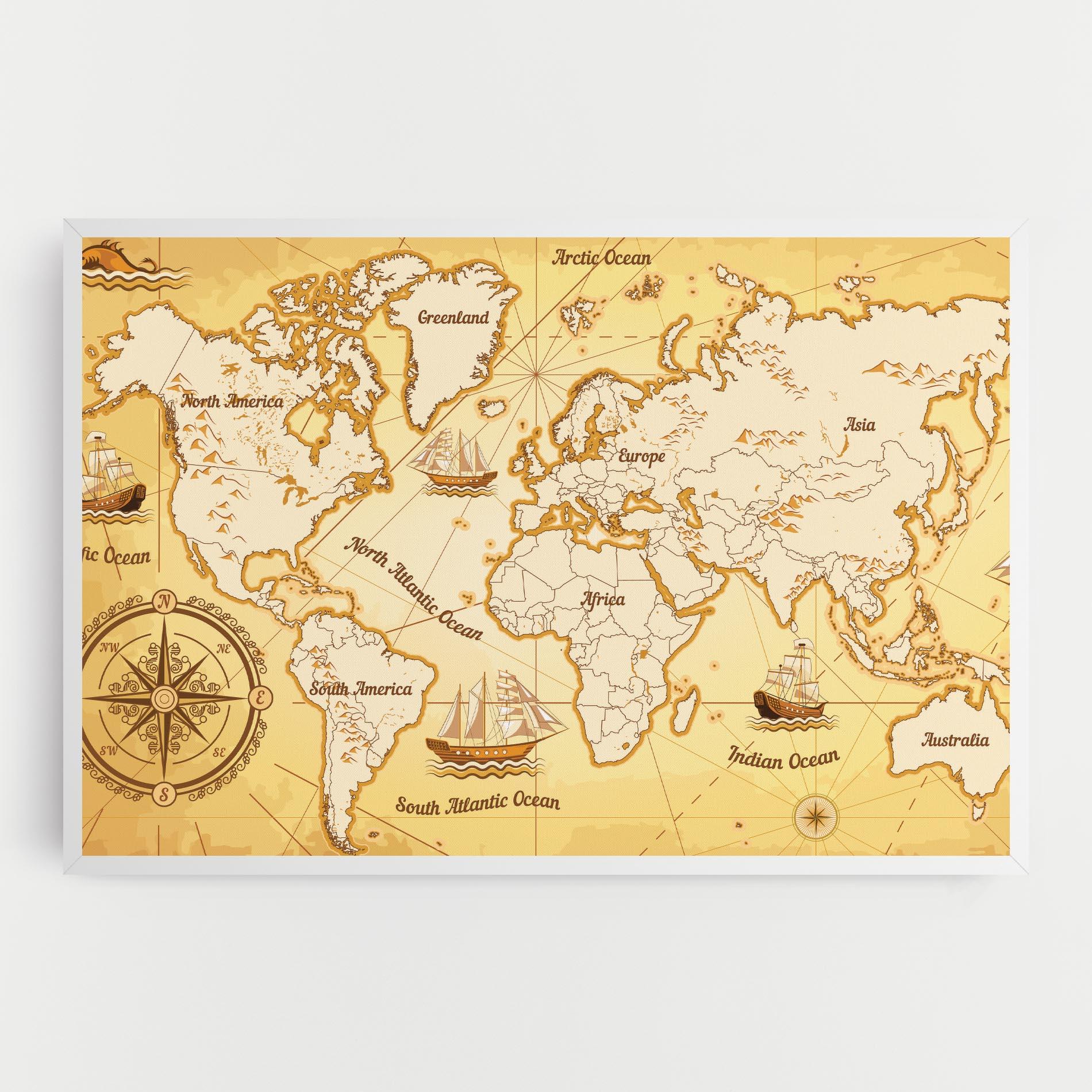 Tablou Canvas Gold Vintage Map mockup 0