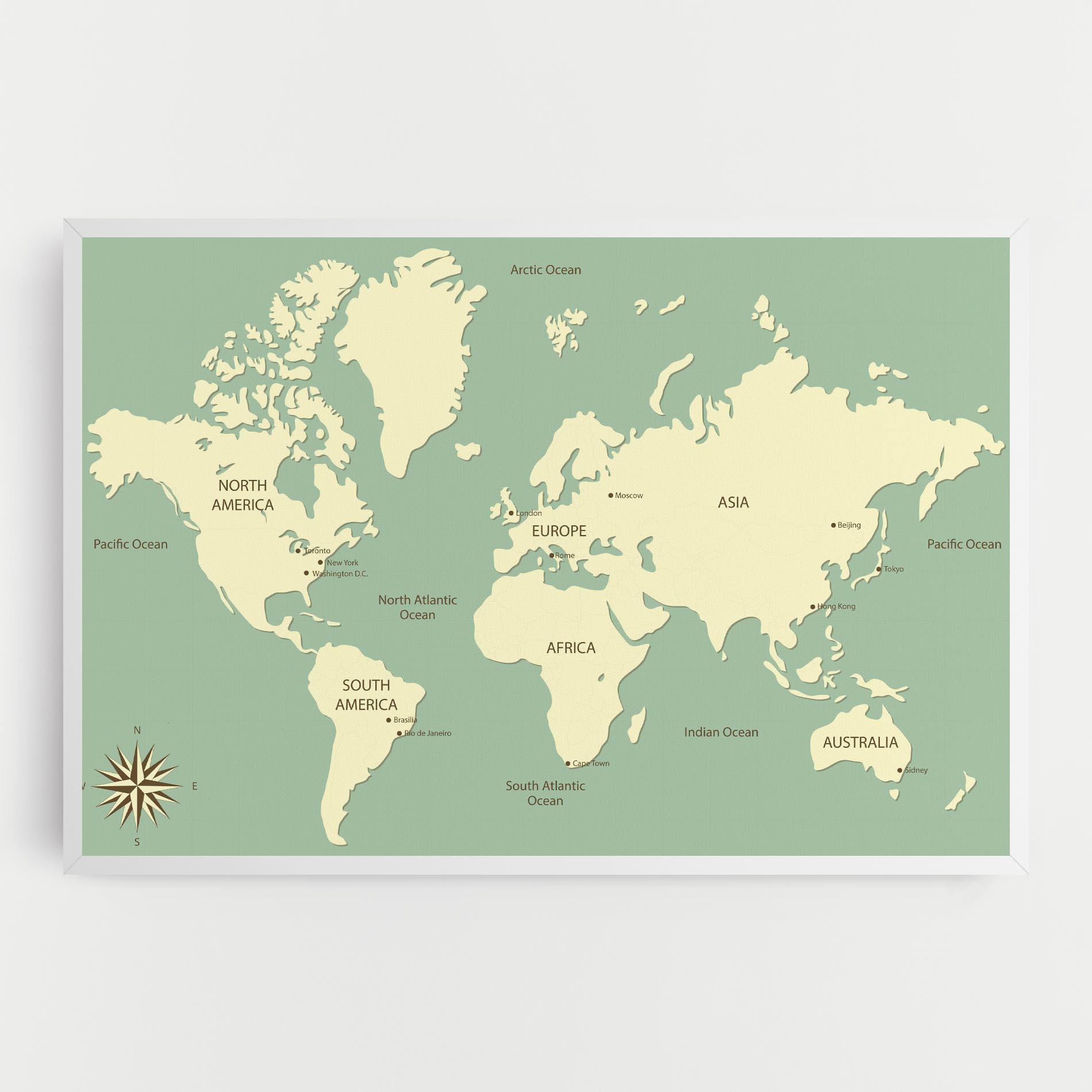 Tablou Canvas Green Cream Map mockup 0