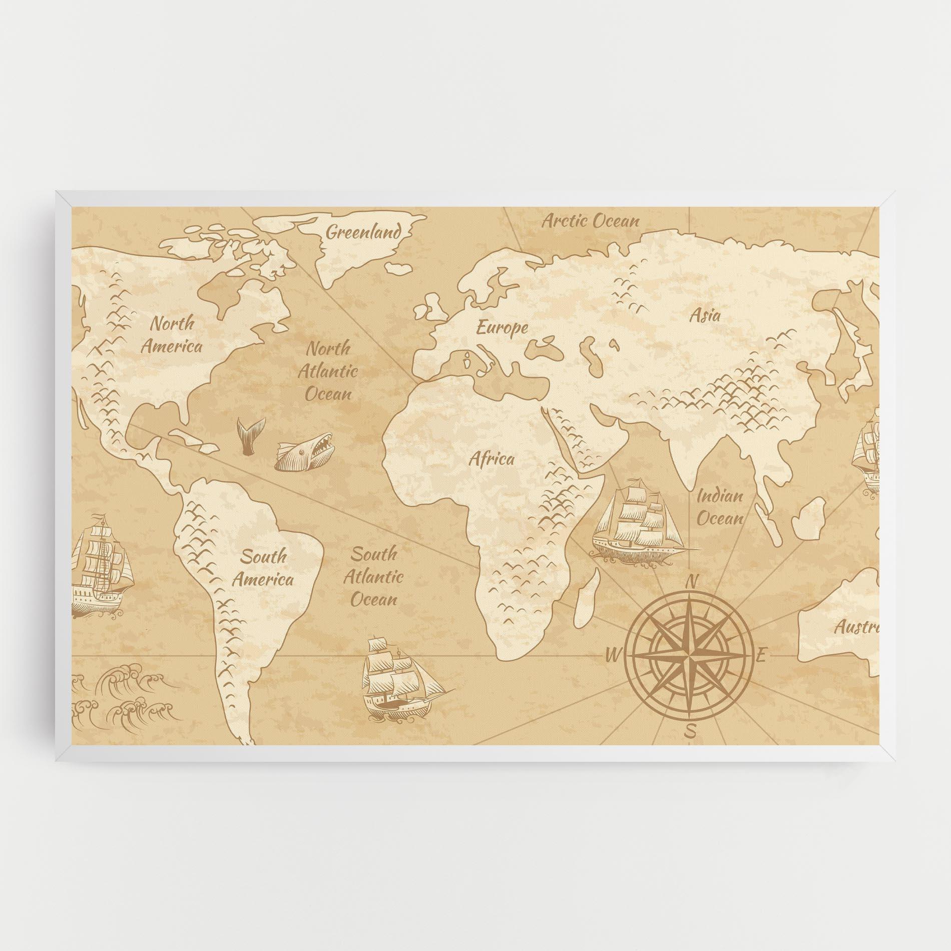 Tablou Canvas Old Continents Map mockup 0