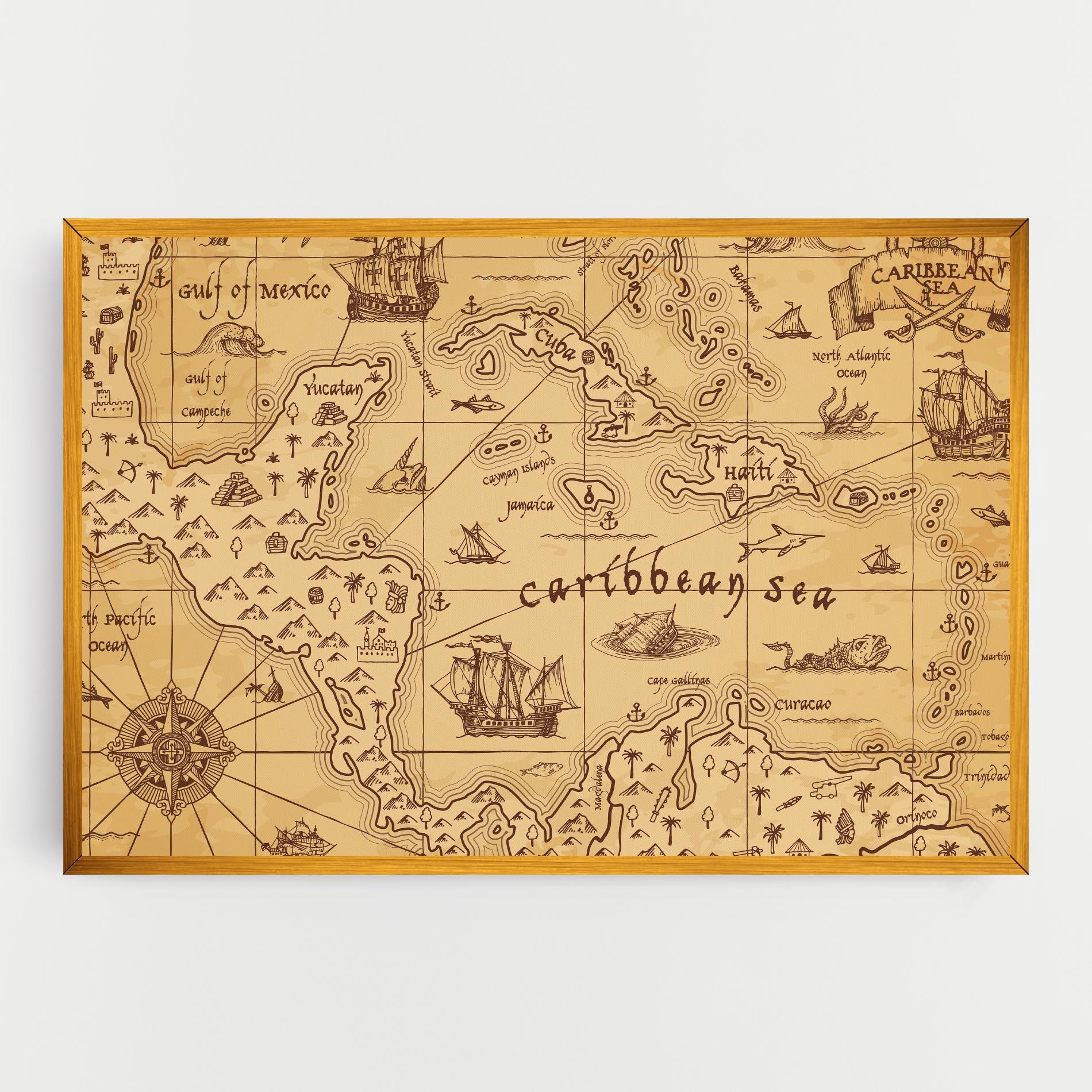 Tablou Canvas Caribbean Sea Map mockup 0