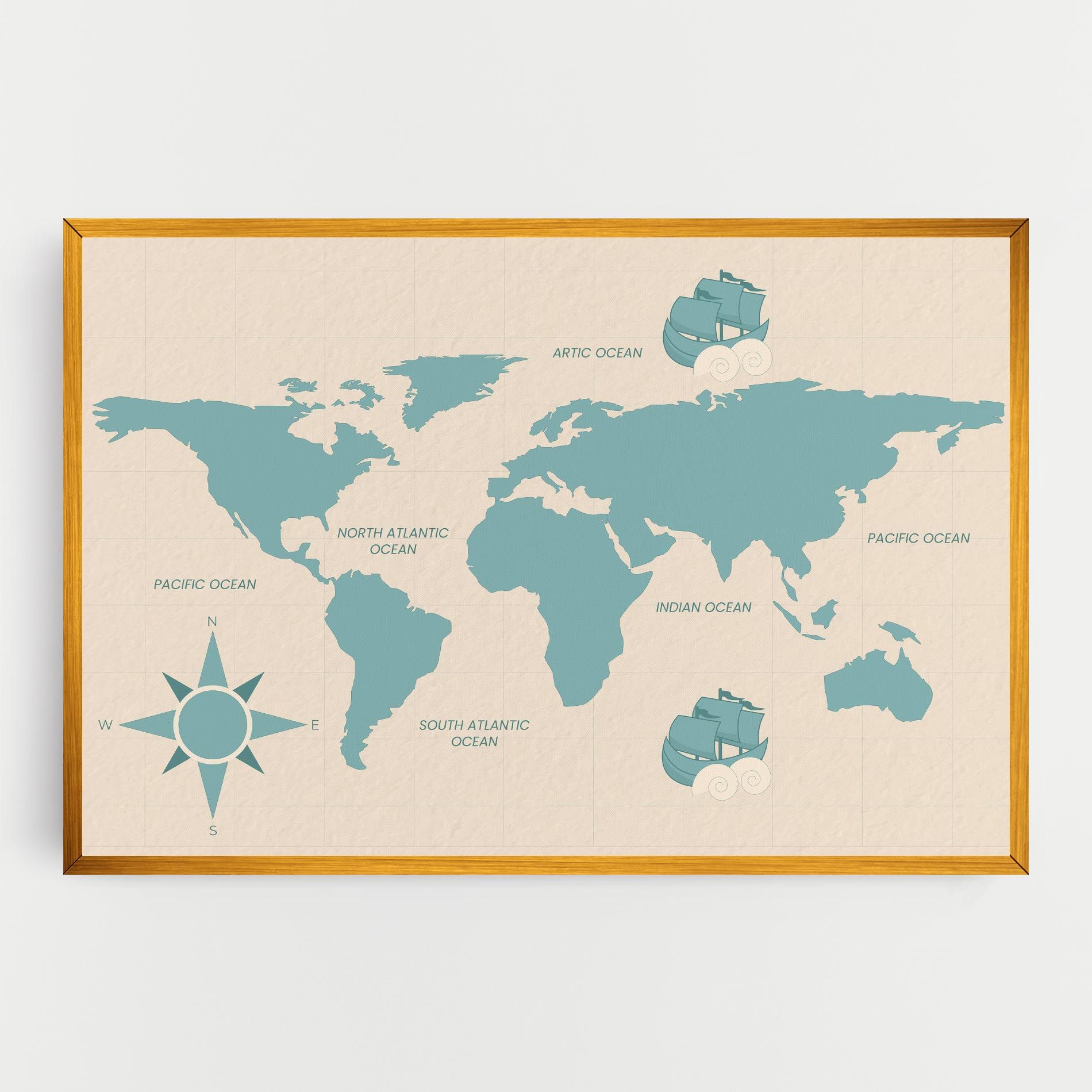 Cream Blue Map mockup 0