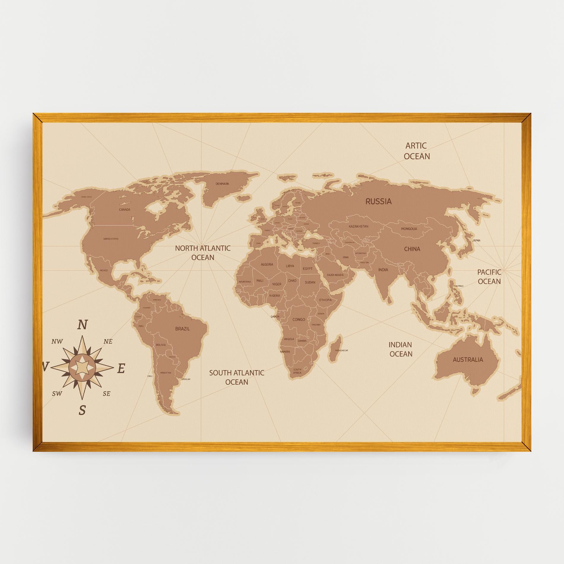 Tablou Canvas Cream Map Vintage mockup 0
