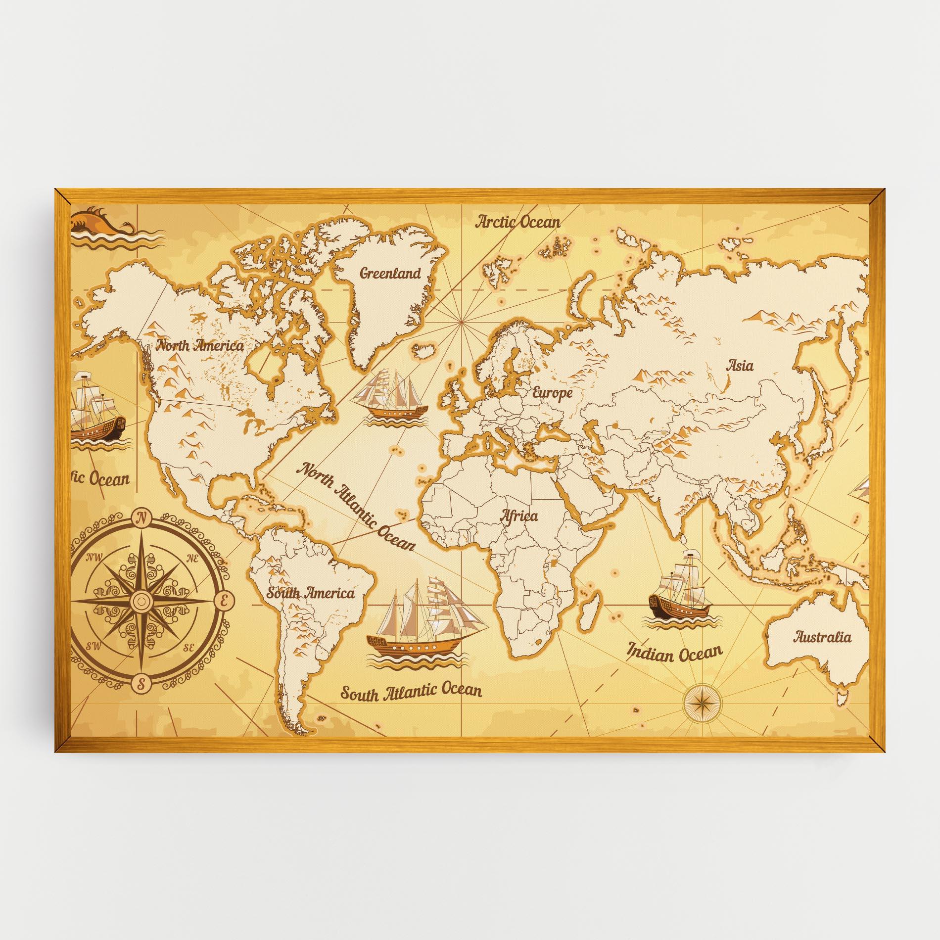 Tablou Canvas Gold Vintage Map mockup 0