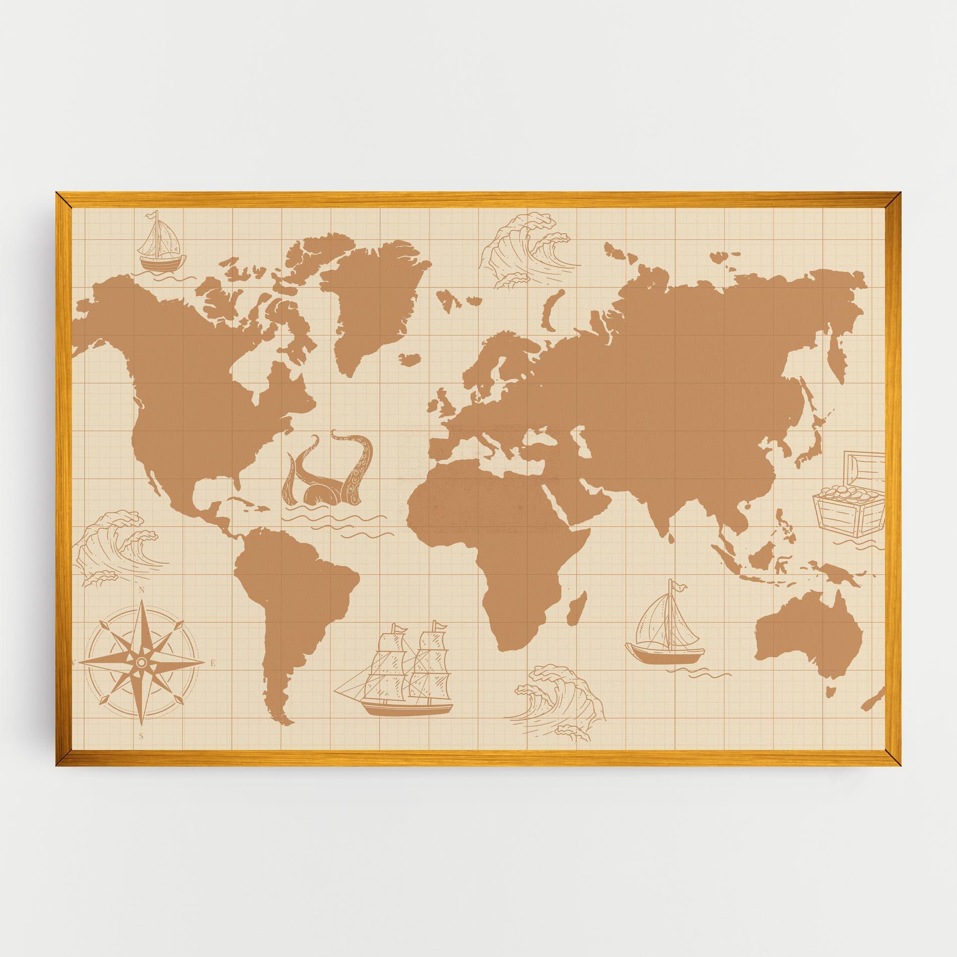 Tablou Canvas Light Cream Map mockup 0