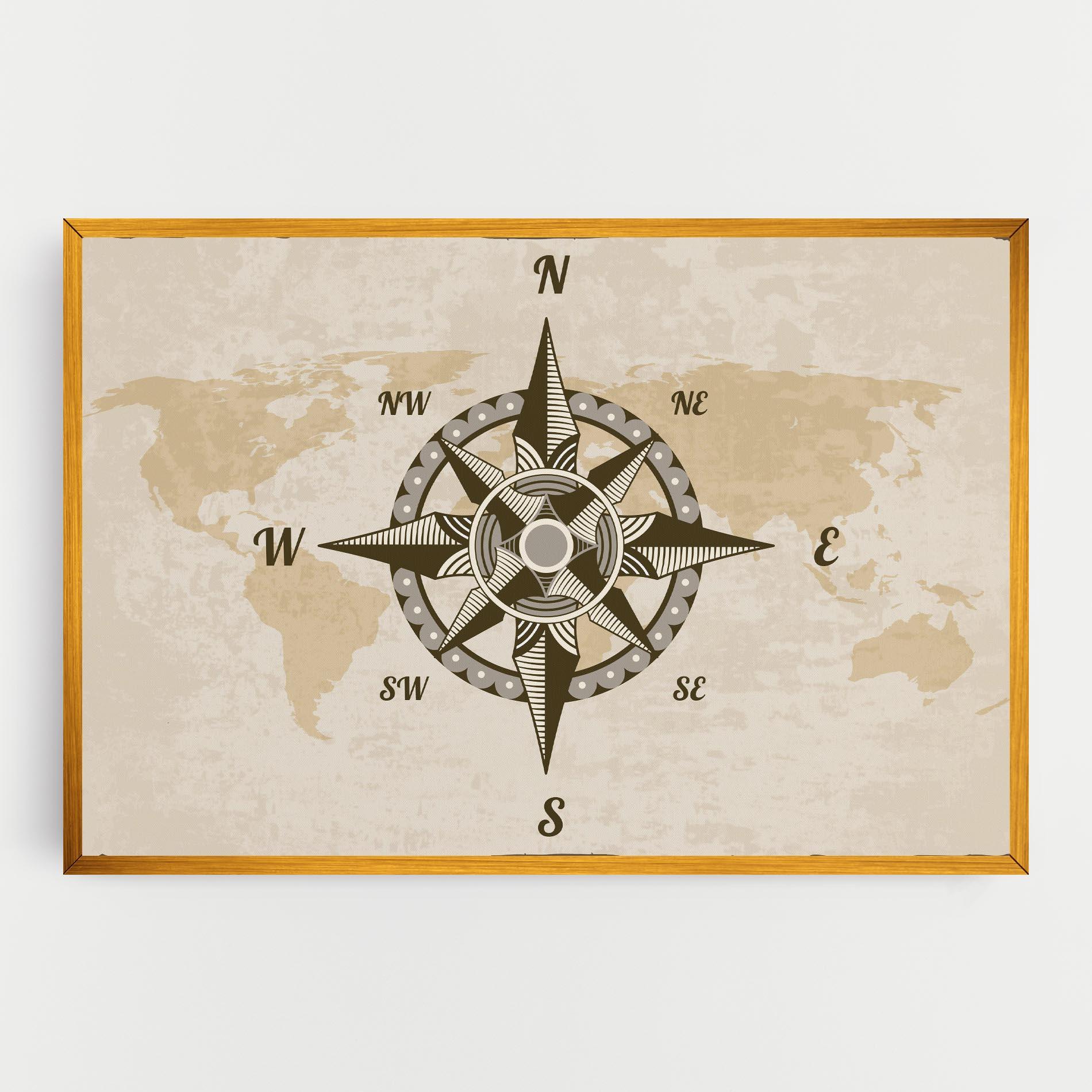 Tablou Canvas Nautical Compass mockup 0