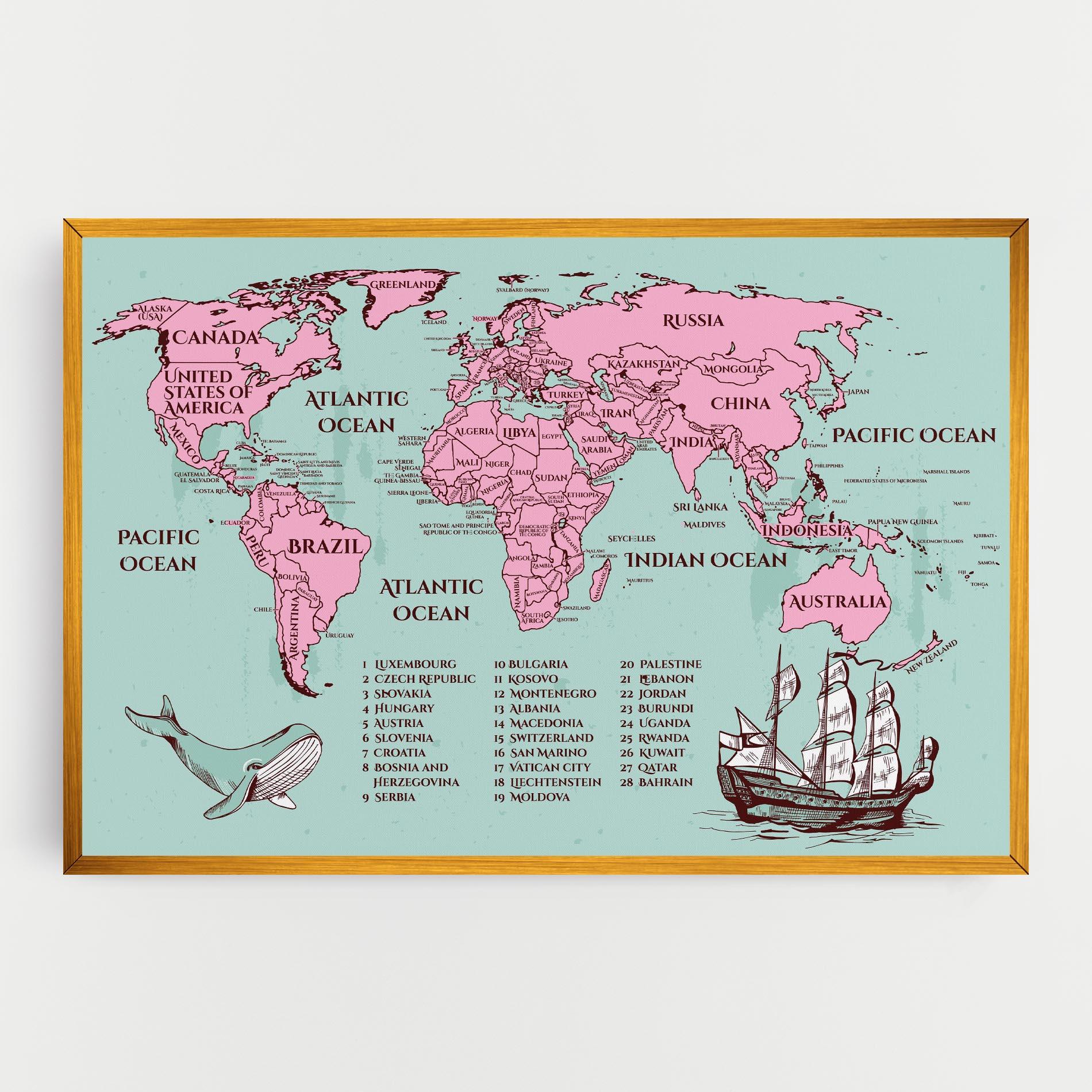 Tablou Canvas Pink Pirate Map mockup 0