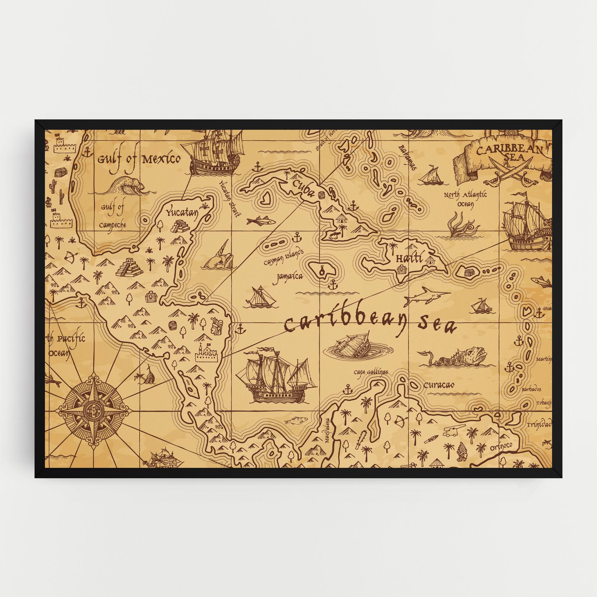 Tablou Canvas Caribbean Sea Map mockup 0