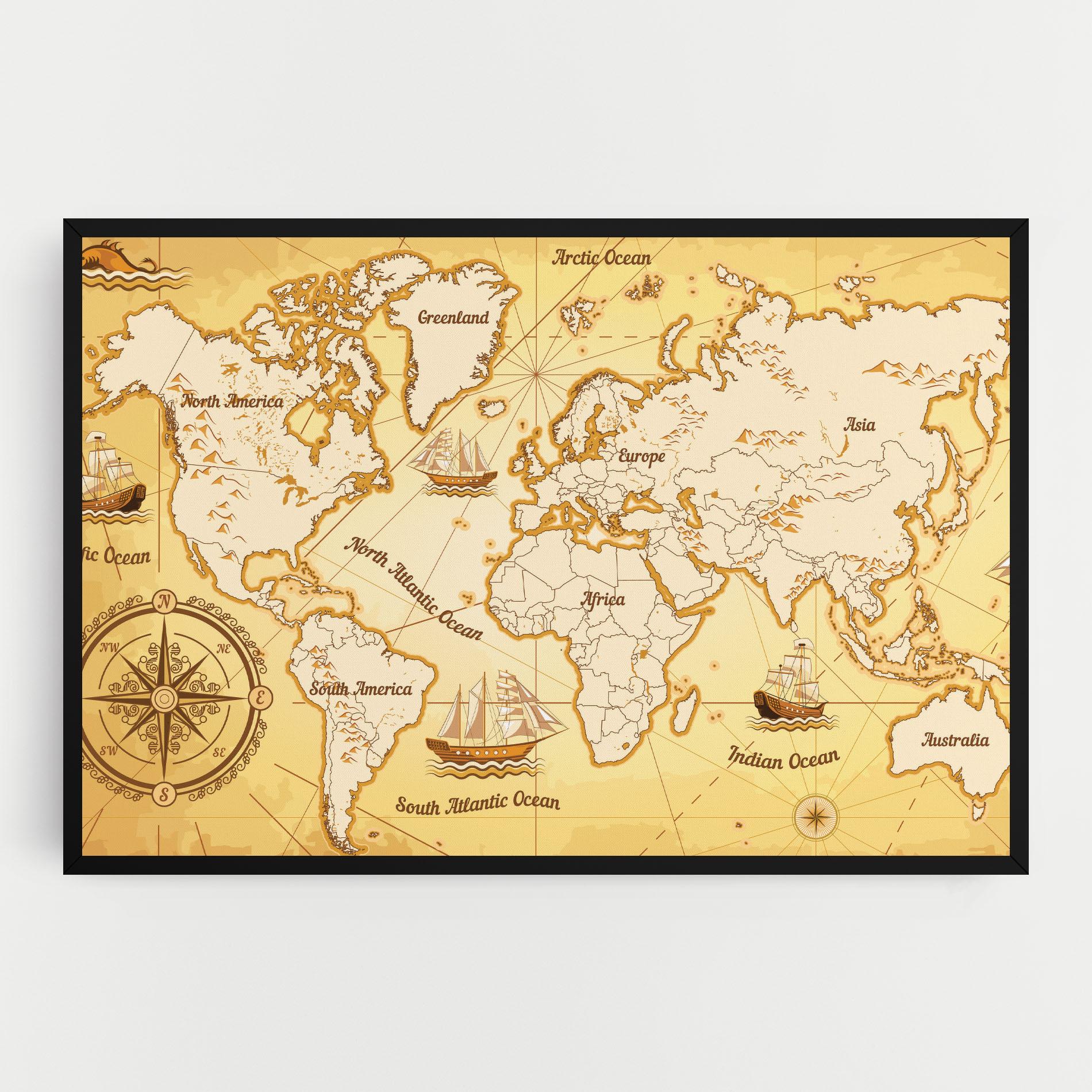 Tablou Canvas Gold Vintage Map mockup 0