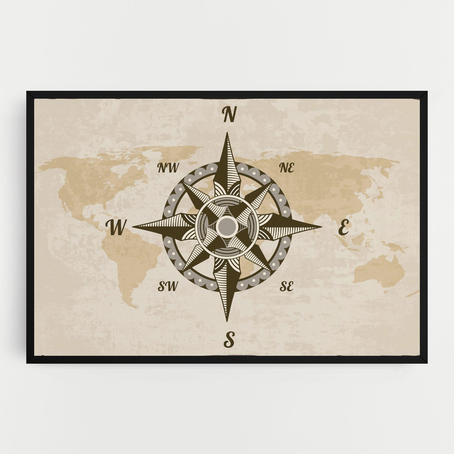 Tablou Canvas Nautical Compass mockup 0