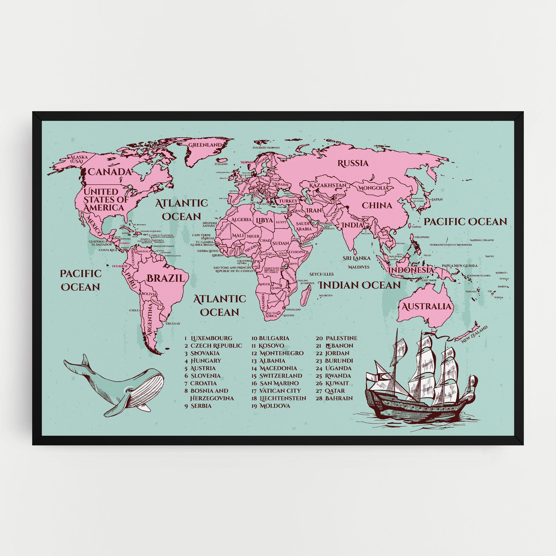 Tablou Canvas Pink Pirate Map mockup 0