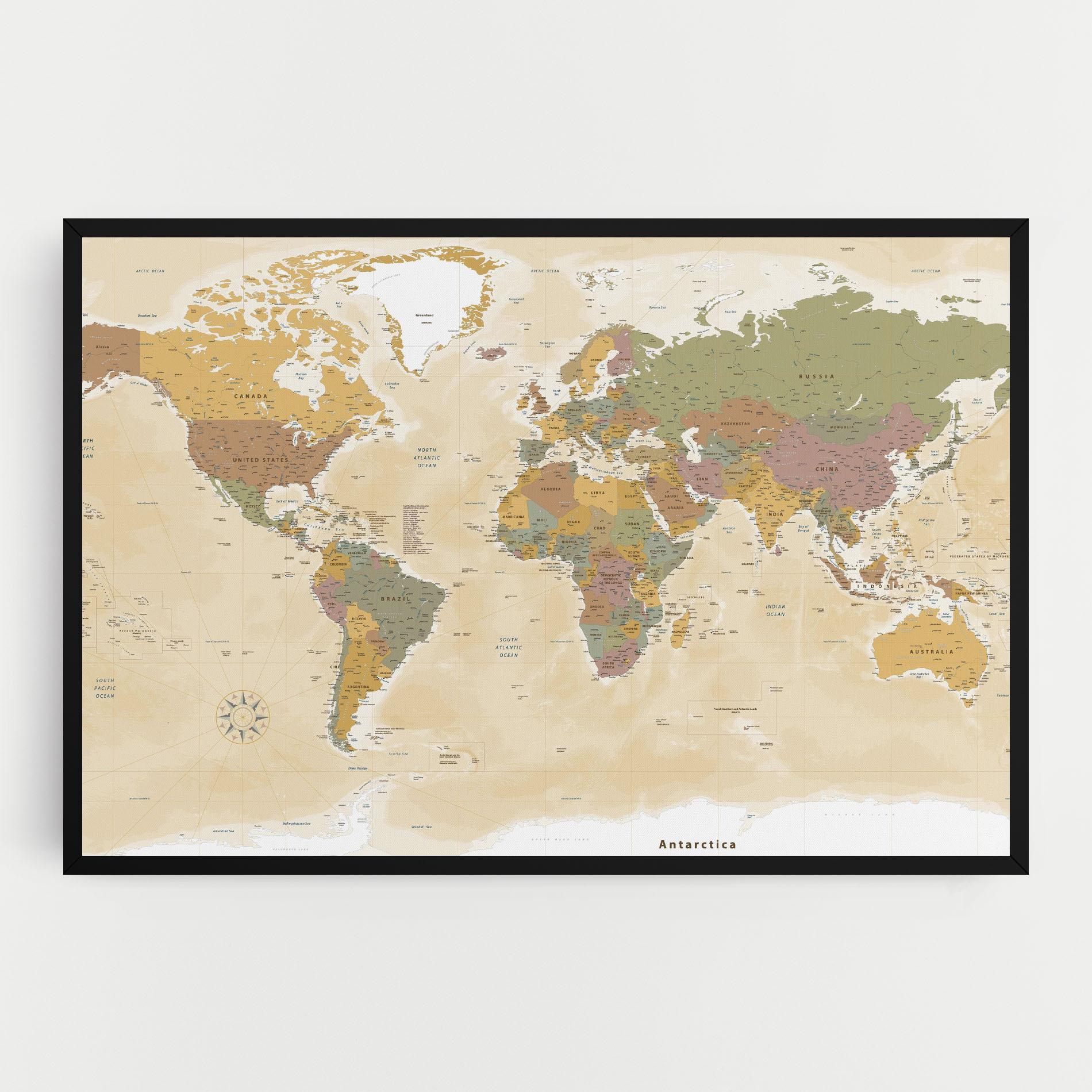Tablou Canvas World Map Vintage mockup 0