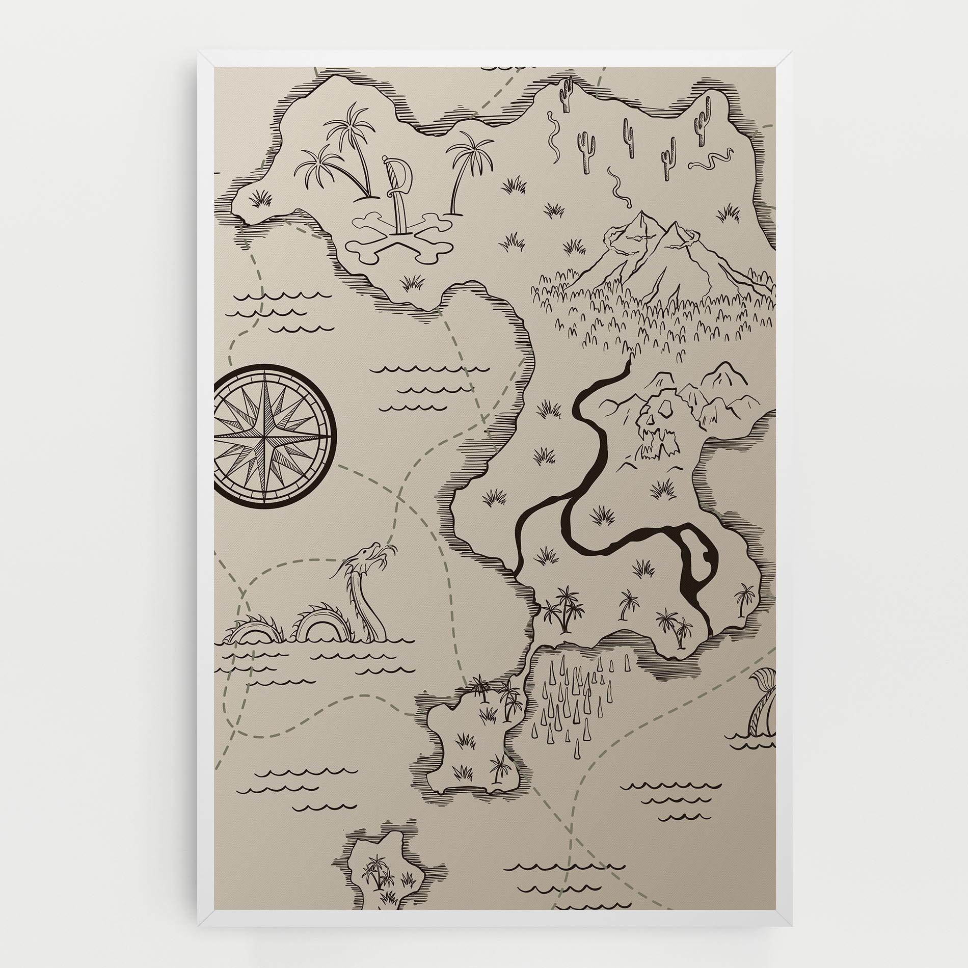 Tablou Canvas Cream Island Map mockup 0