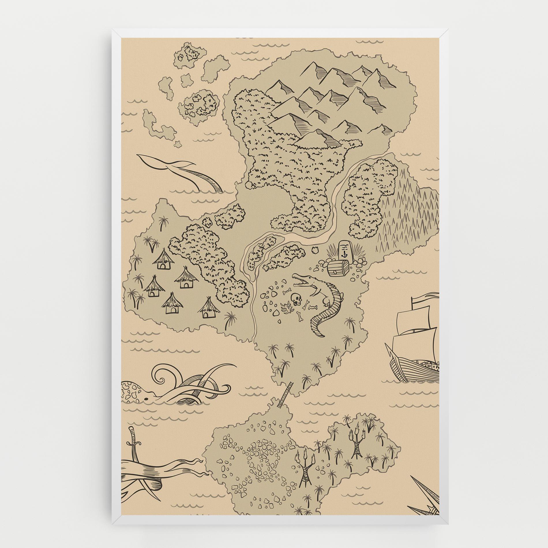 Tablou Canvas Island Old Map mockup 0