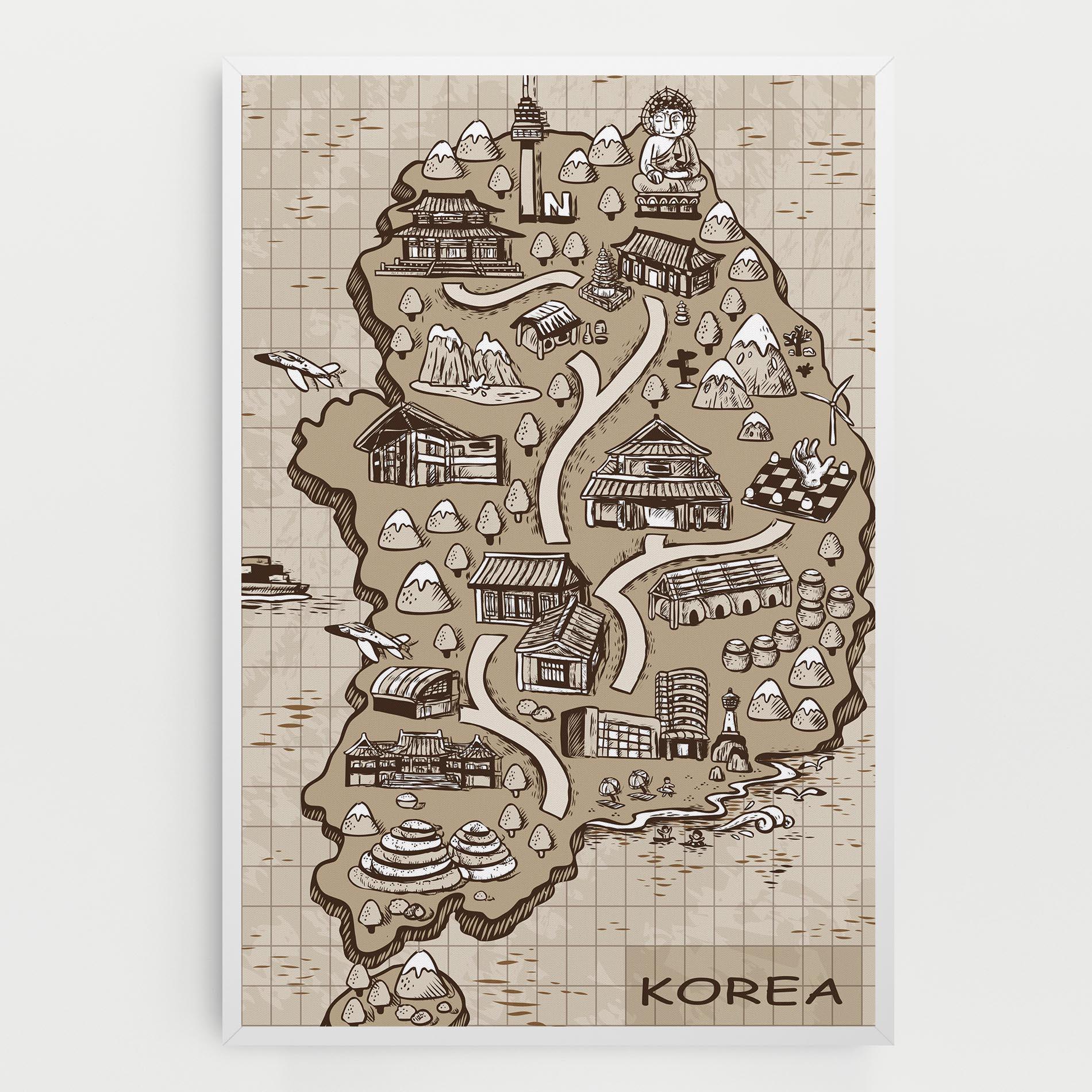 Tablou Canvas Old Korea Map mockup 0