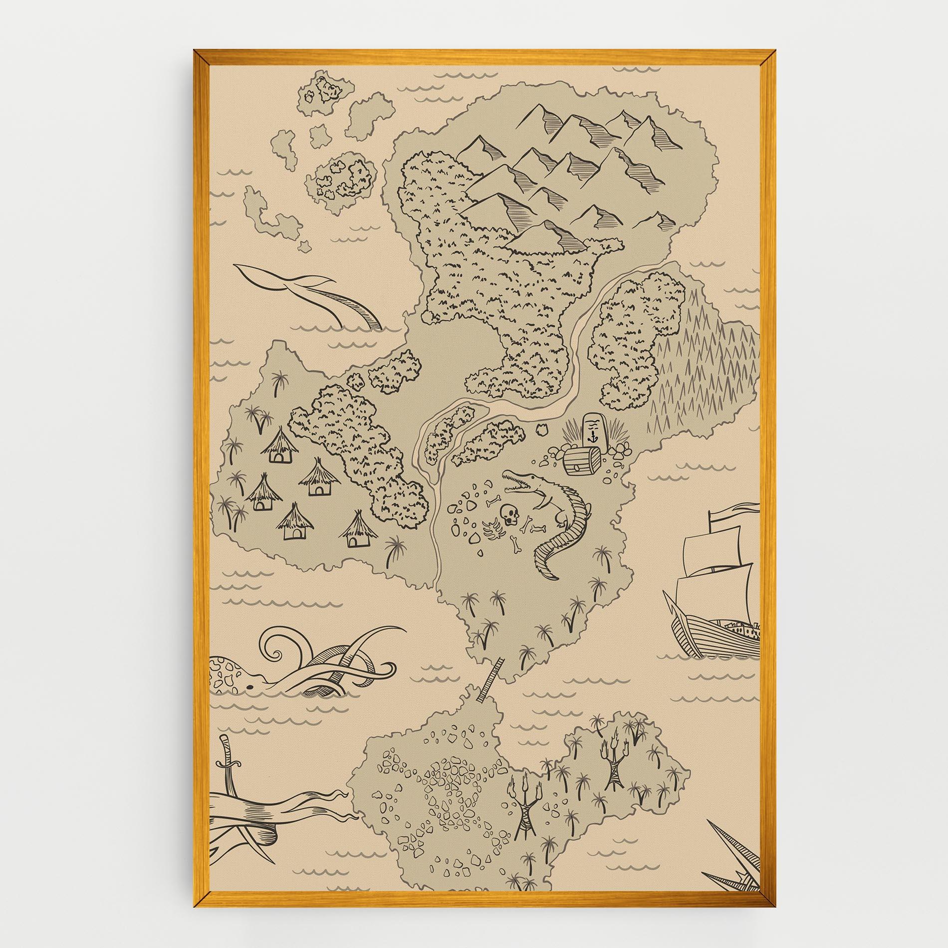 Tablou Canvas Island Old Map mockup 0