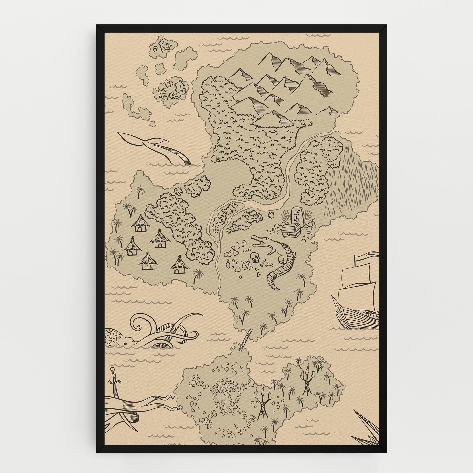 Tablou Canvas Island Old Map mockup 0