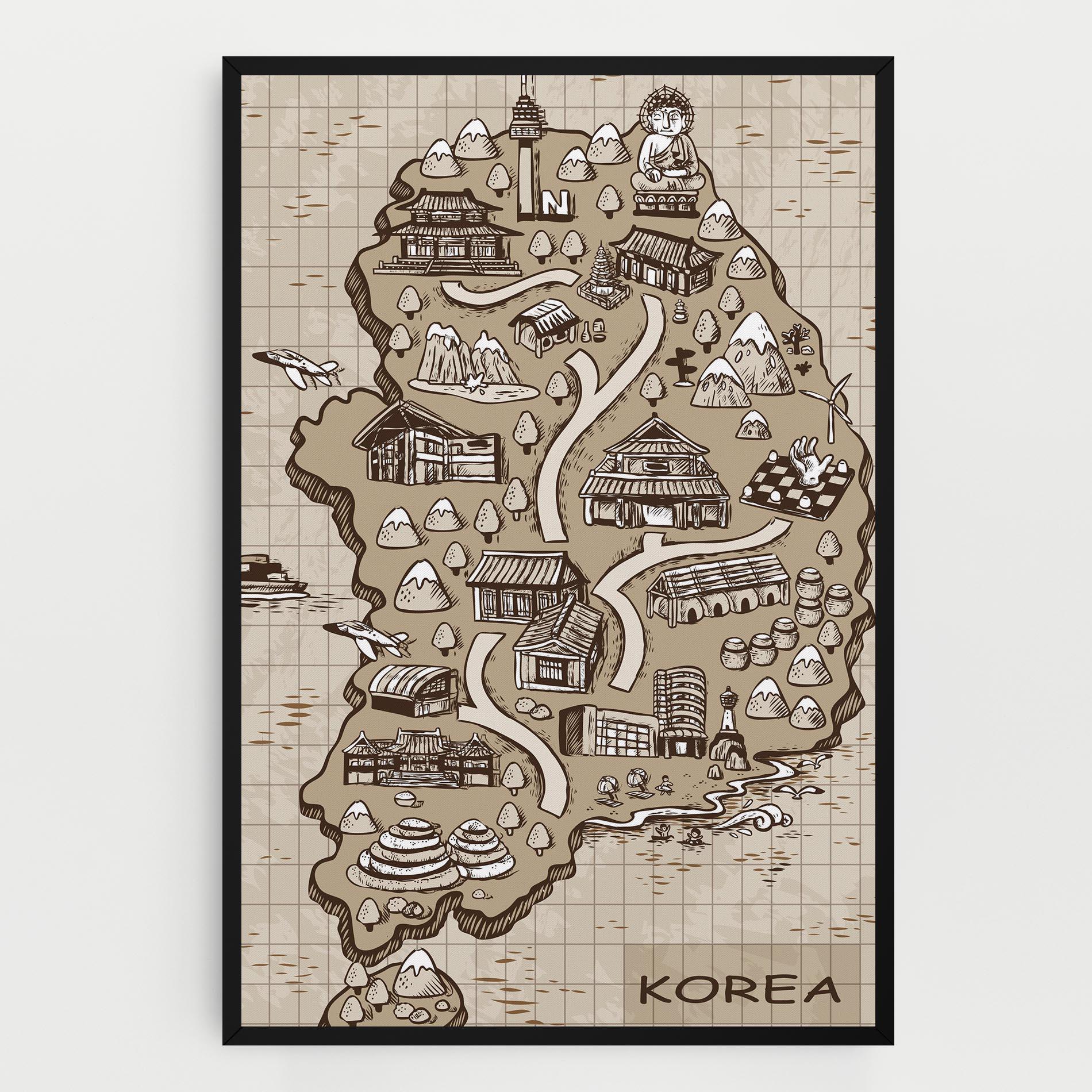 Tablou Canvas Old Korea Map mockup 0