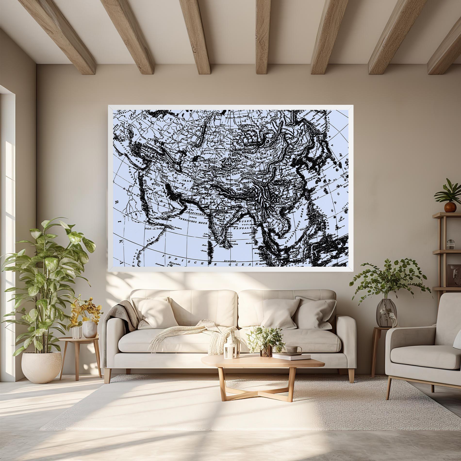 Tablou Canvas Blue Old Map mockup 6