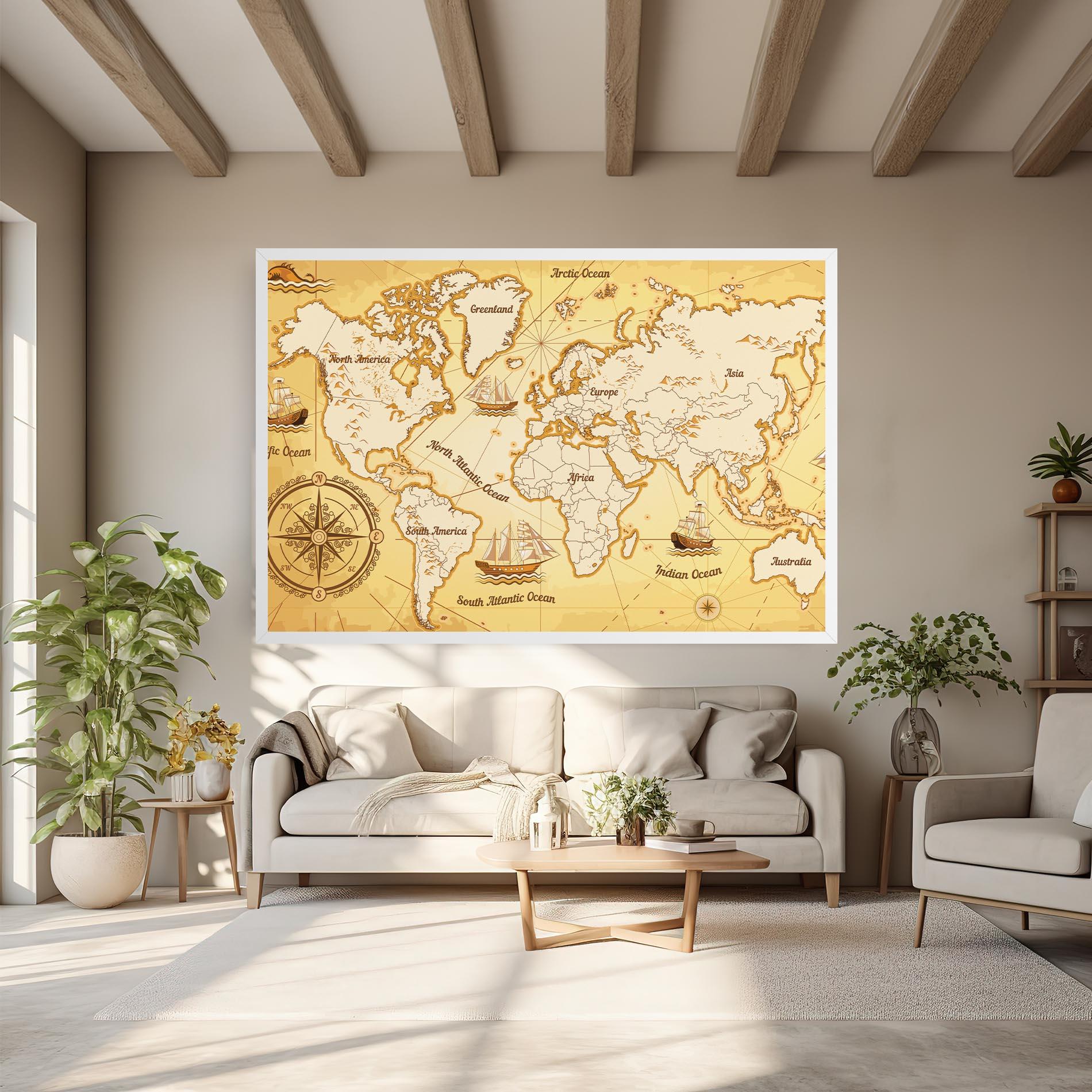 Tablou Canvas Gold Vintage Map mockup 6
