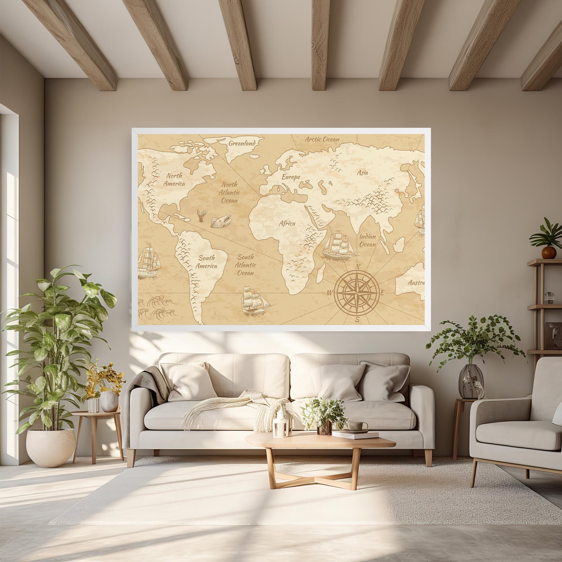 Tablou Canvas Old Continents Map mockup 6