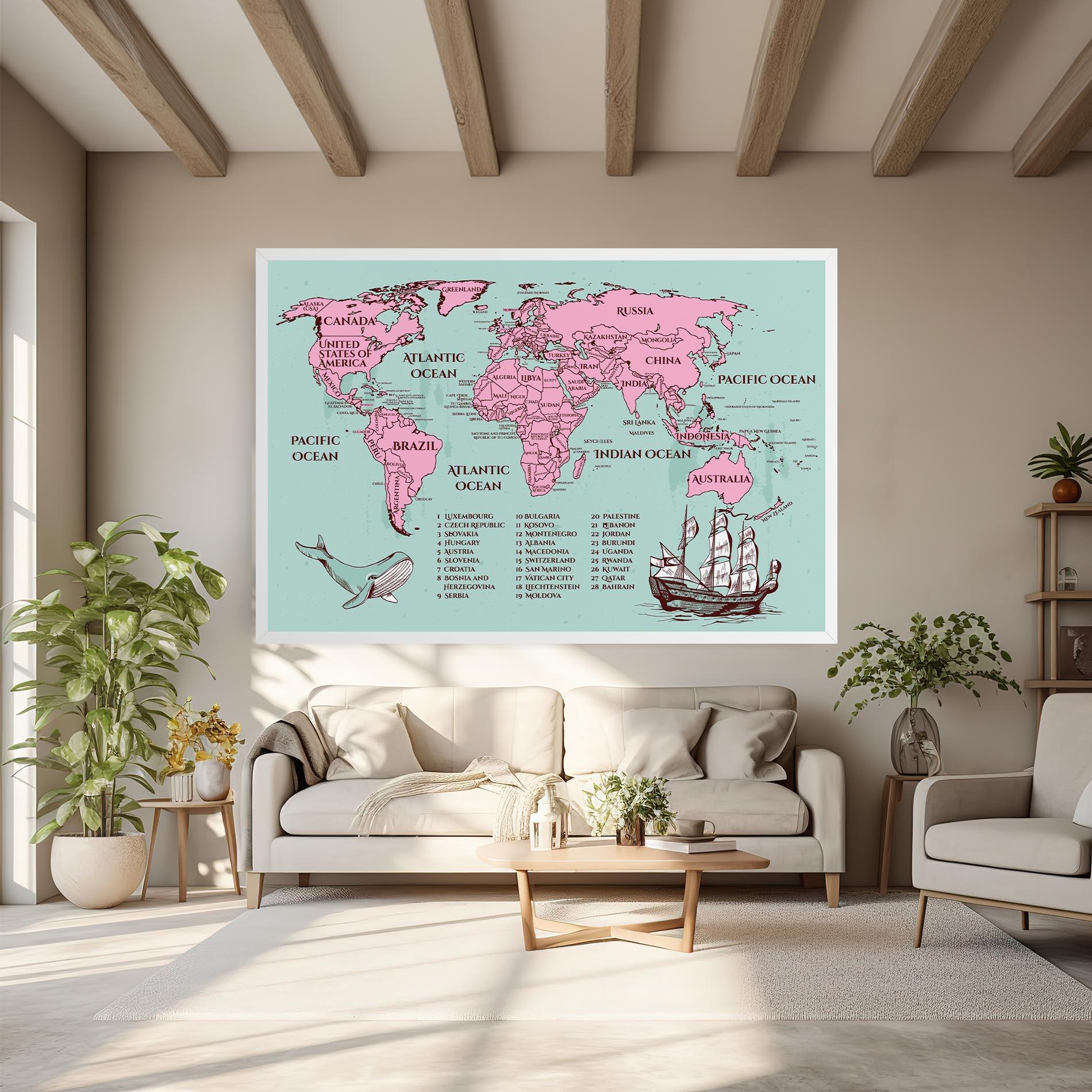 Tablou Canvas Pink Pirate Map mockup 6