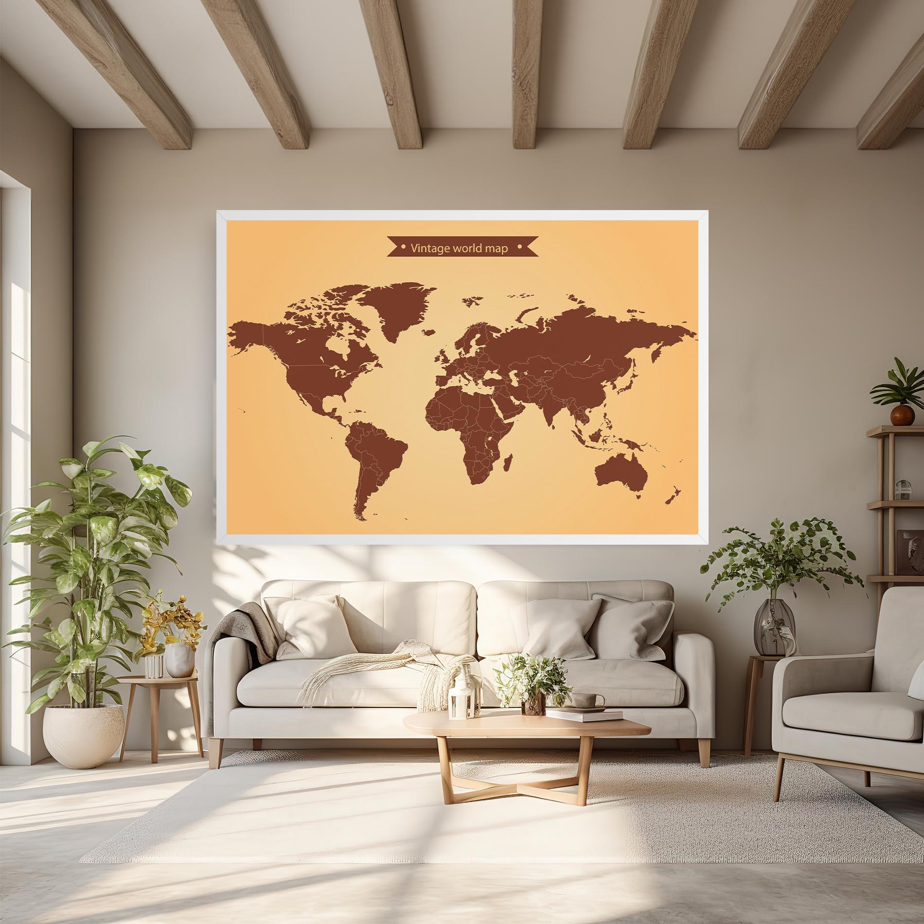 Tablou Canvas Vintage World Map mockup 6