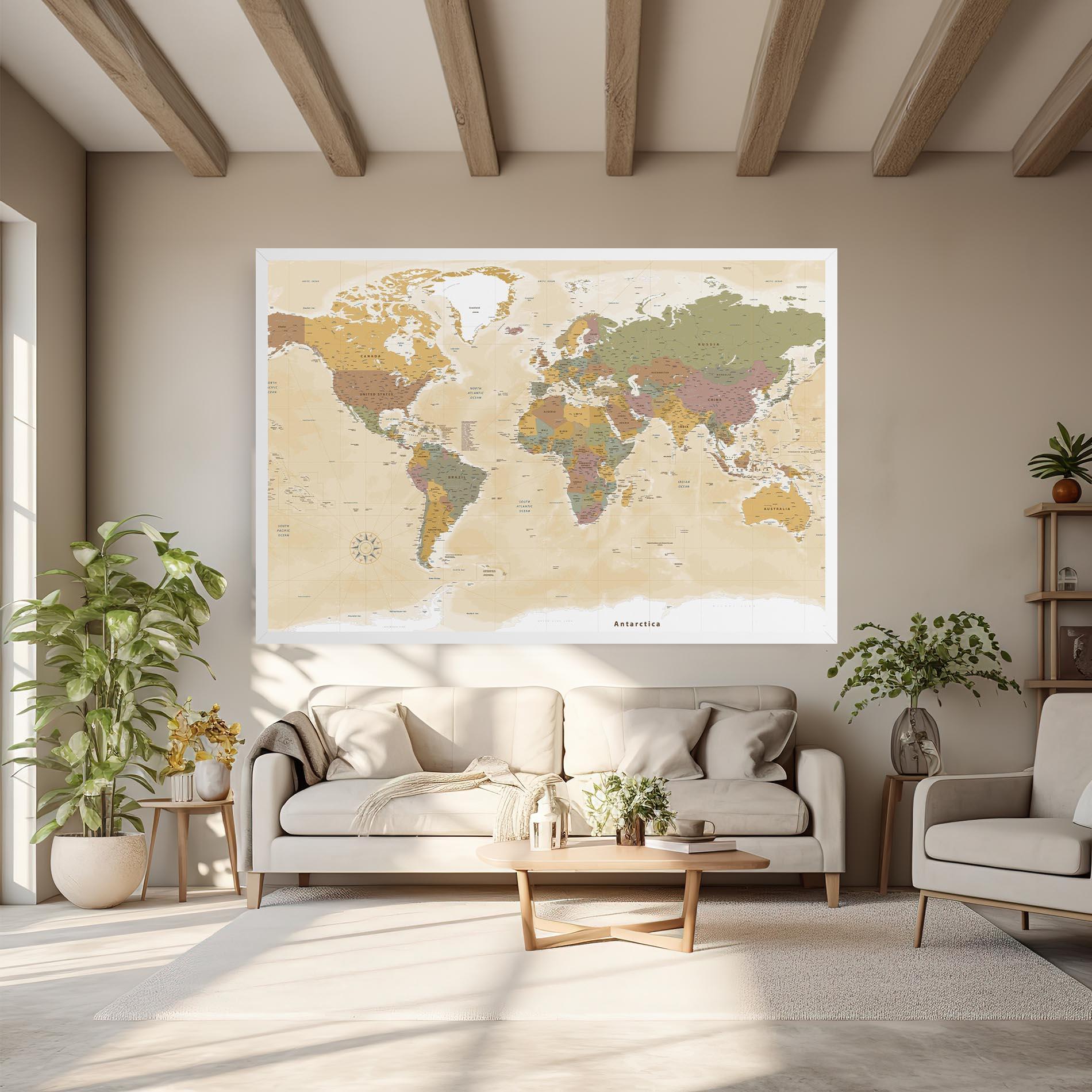 Tablou Canvas World Map Vintage mockup 6
