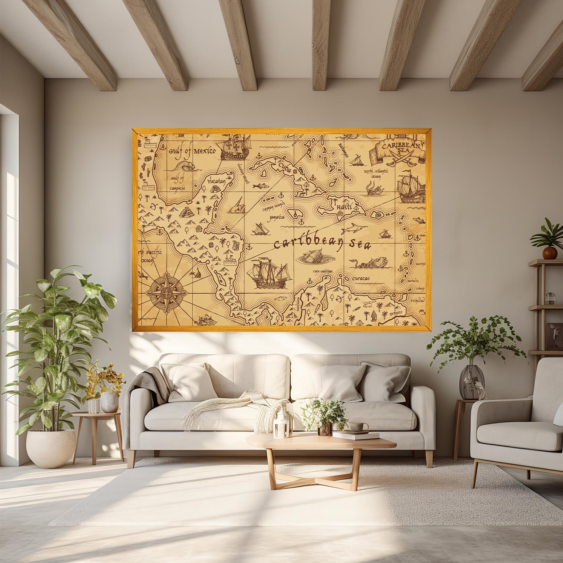 Tablou Canvas Caribbean Sea Map mockup 6