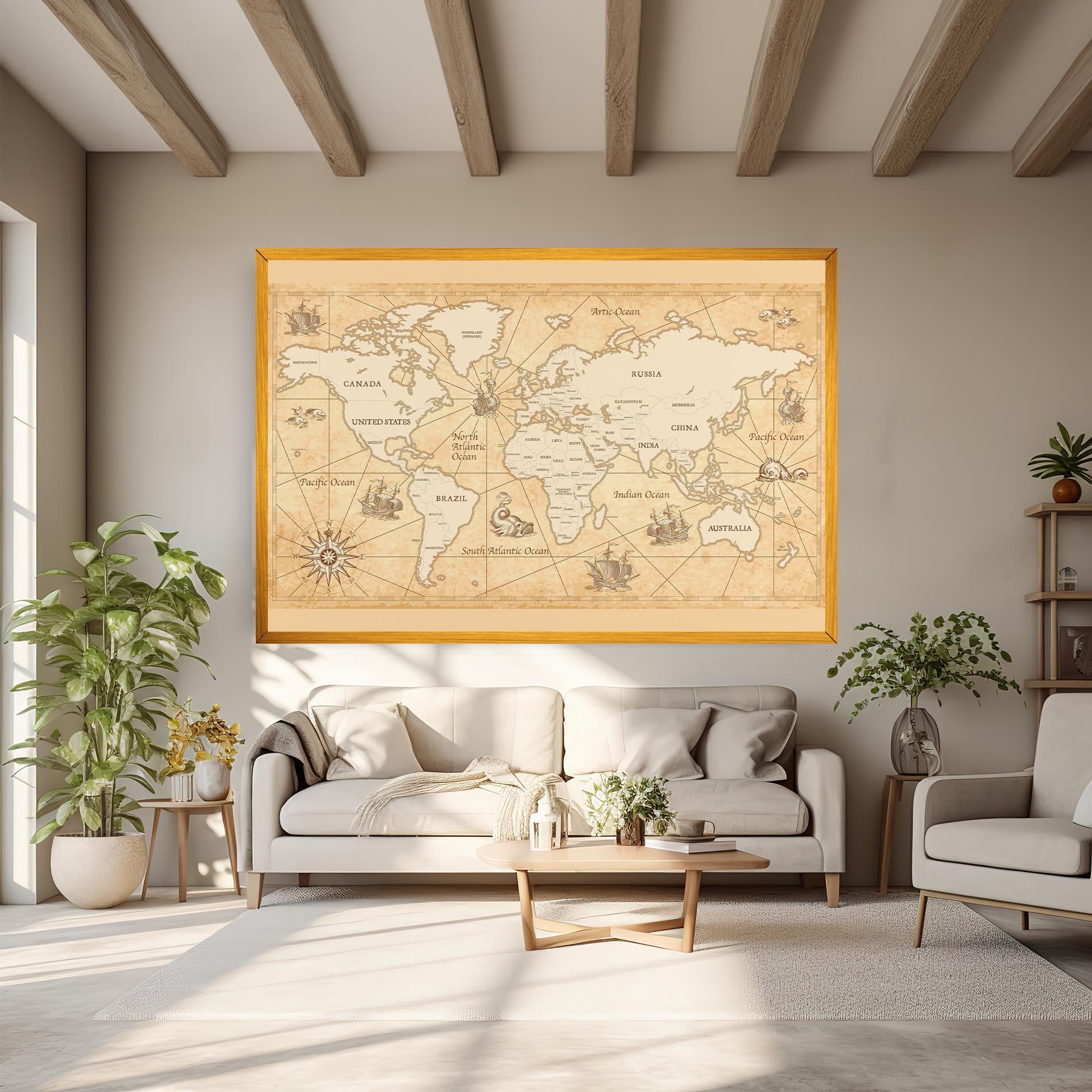 Tablou Canvas Cream Old Map mockup 6