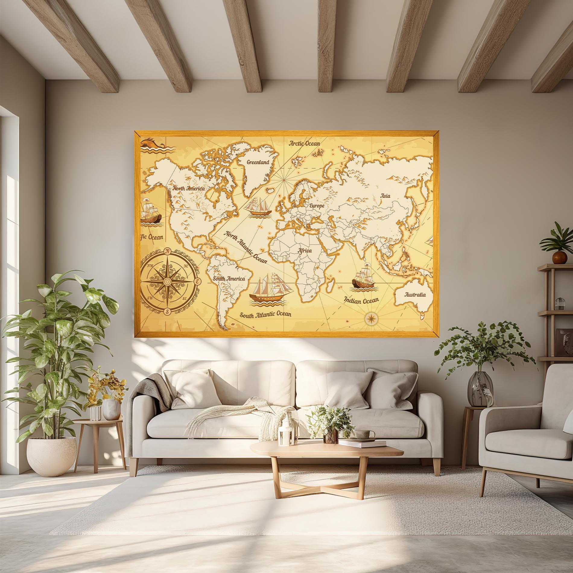 Tablou Canvas Gold Vintage Map mockup 6