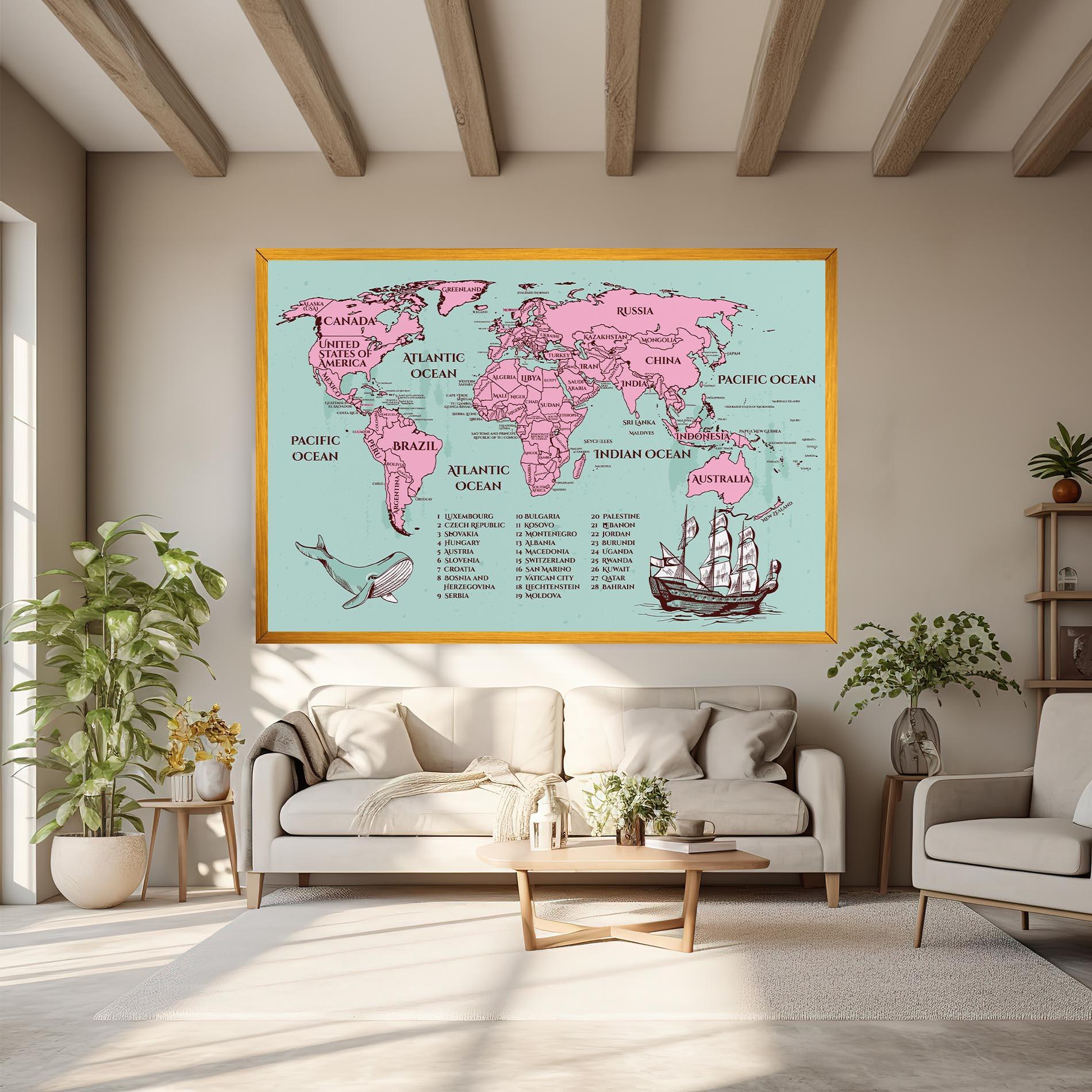 Tablou Canvas Pink Pirate Map mockup 6