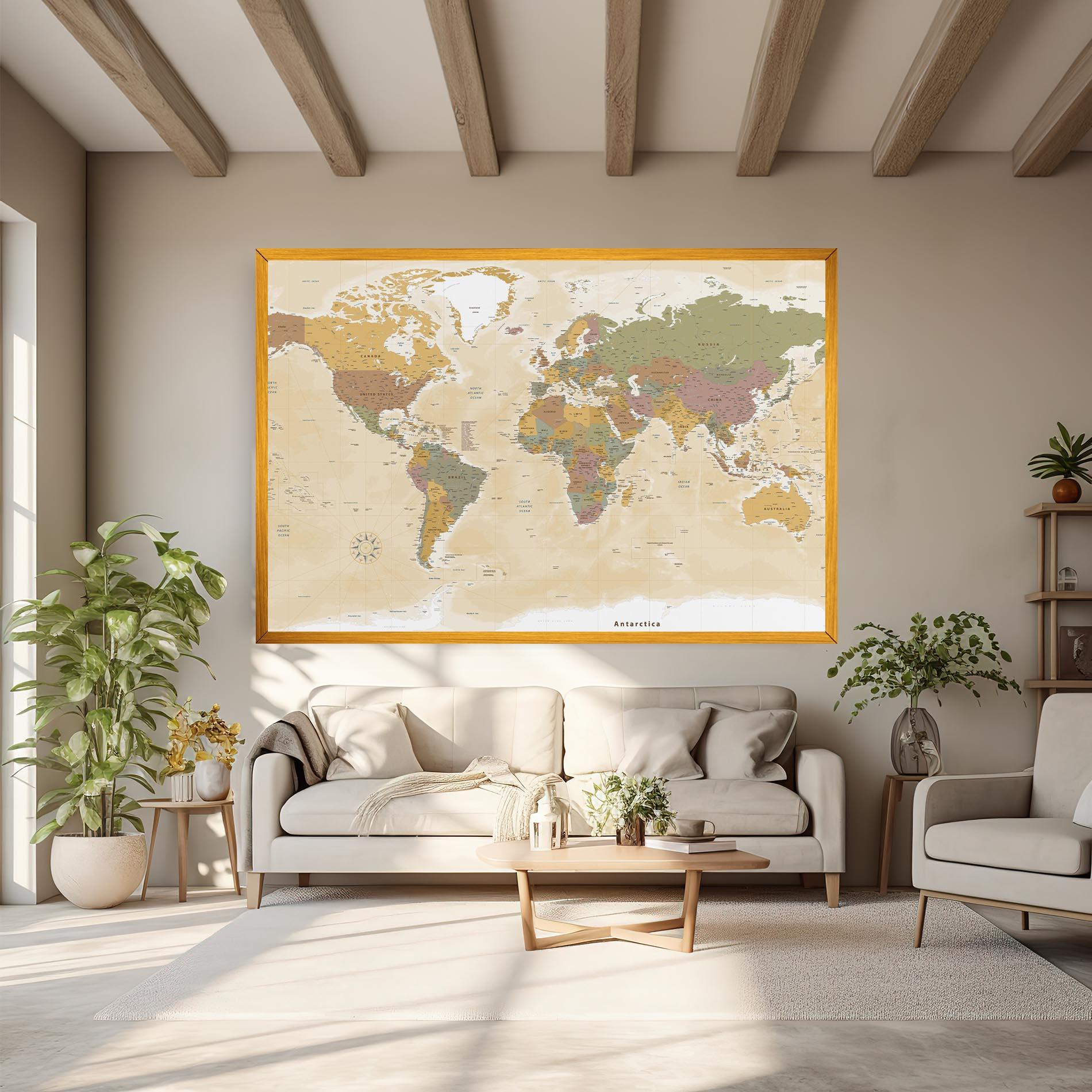 Tablou Canvas World Map Vintage mockup 6