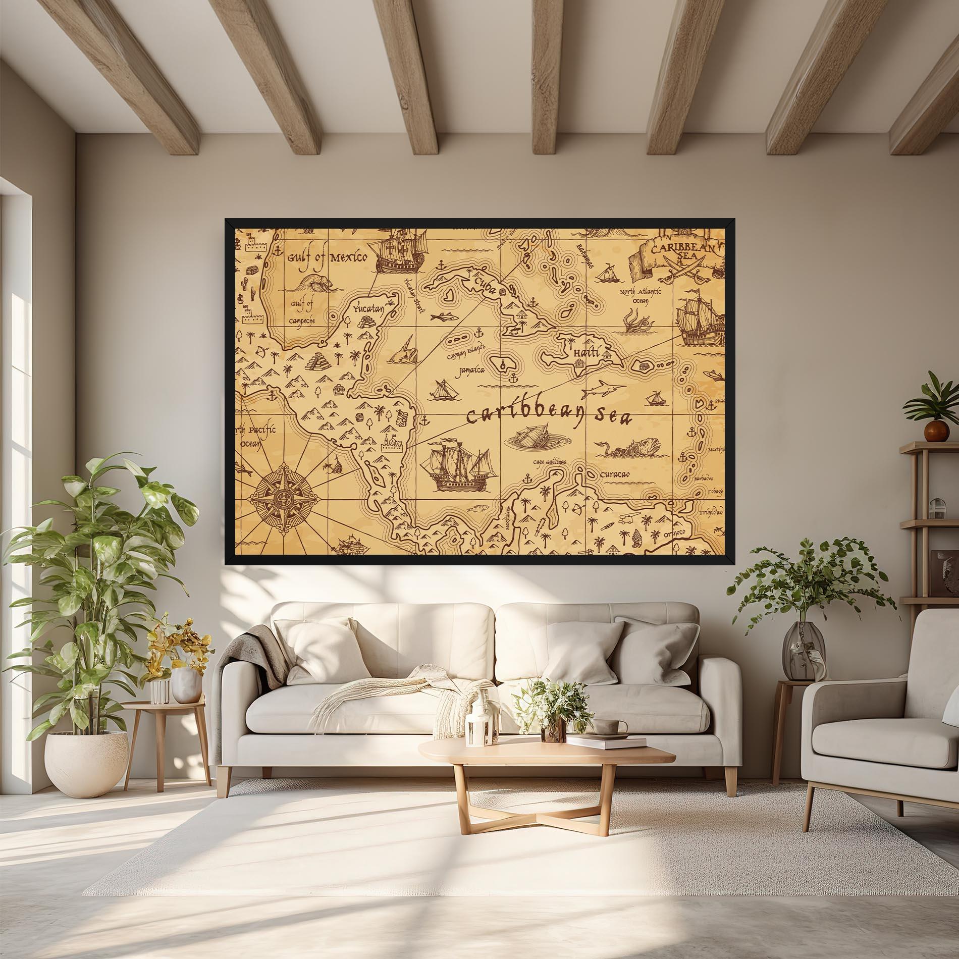 Tablou Canvas Caribbean Sea Map mockup 6