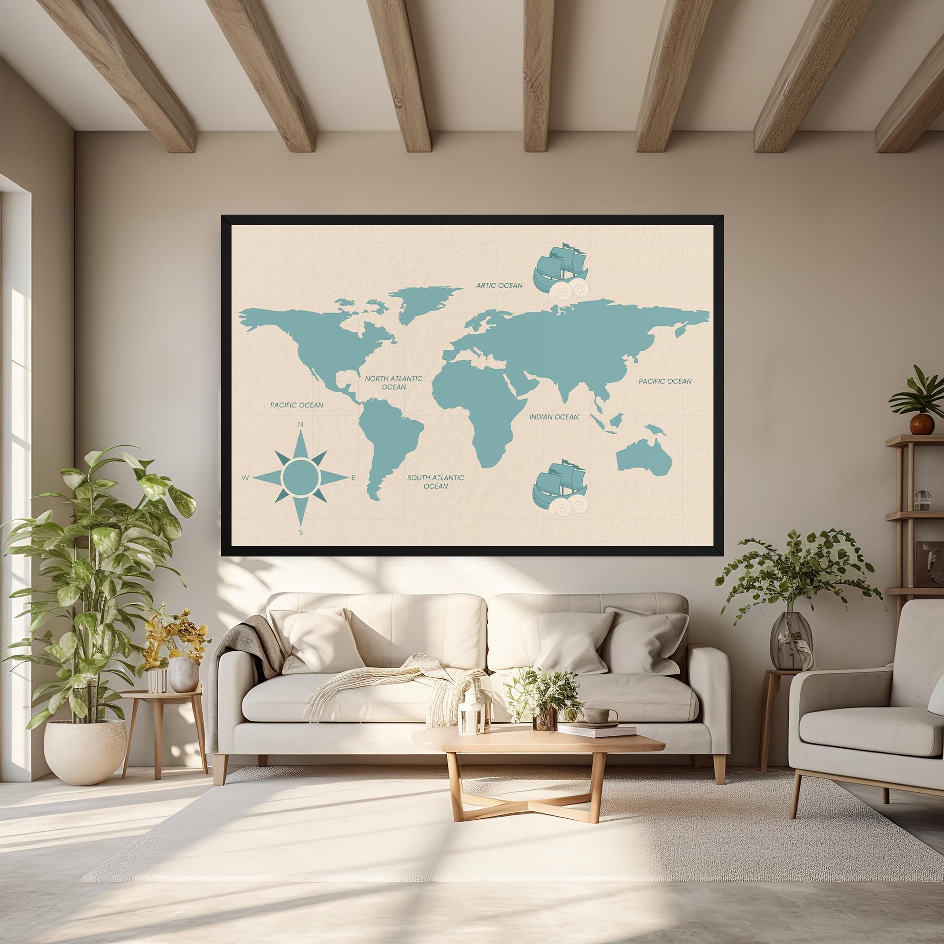 Cream Blue Map mockup 6