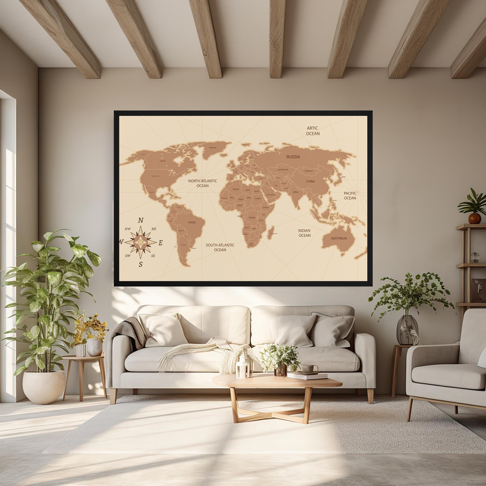 Tablou Canvas Cream Map Vintage mockup 6