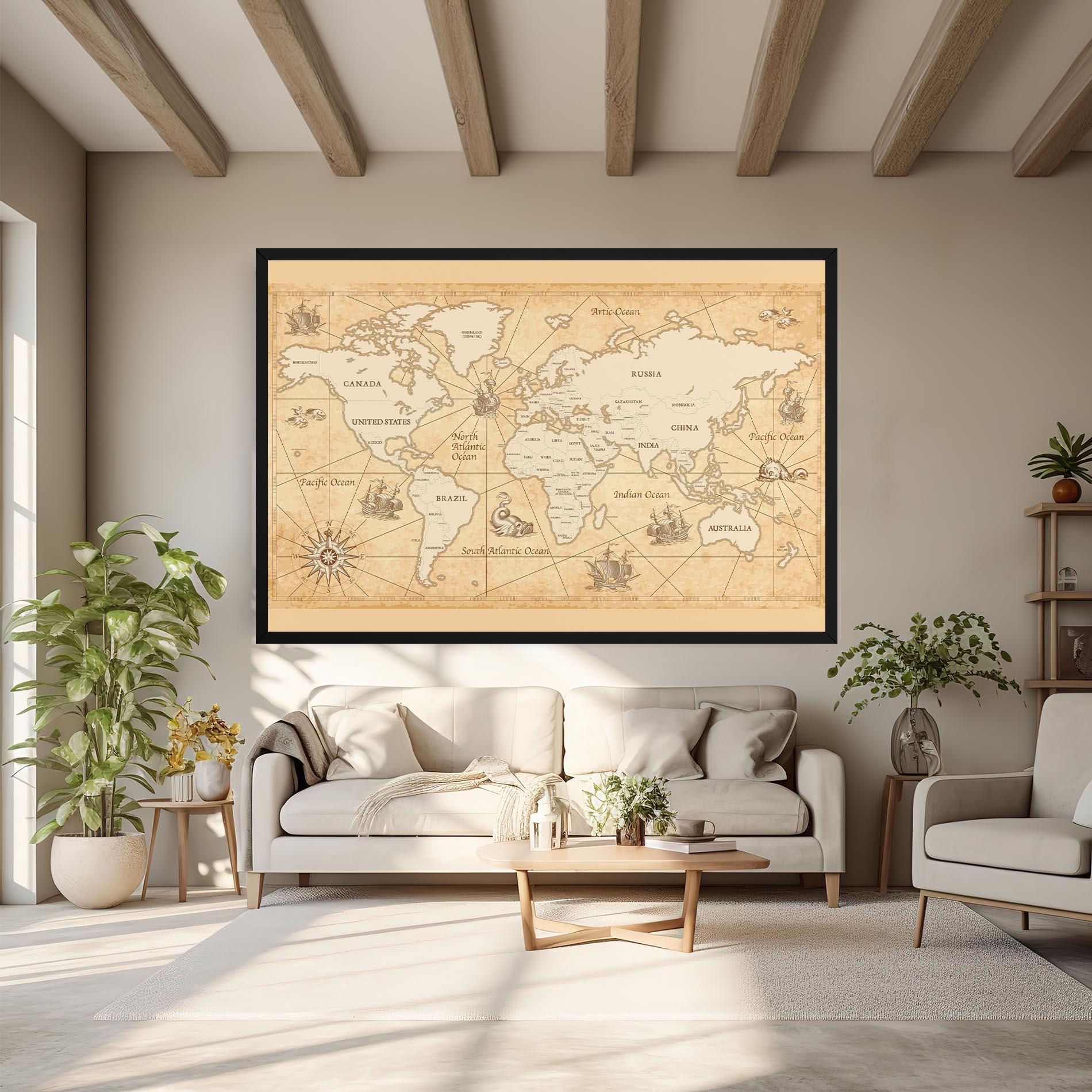 Tablou Canvas Cream Old Map mockup 6