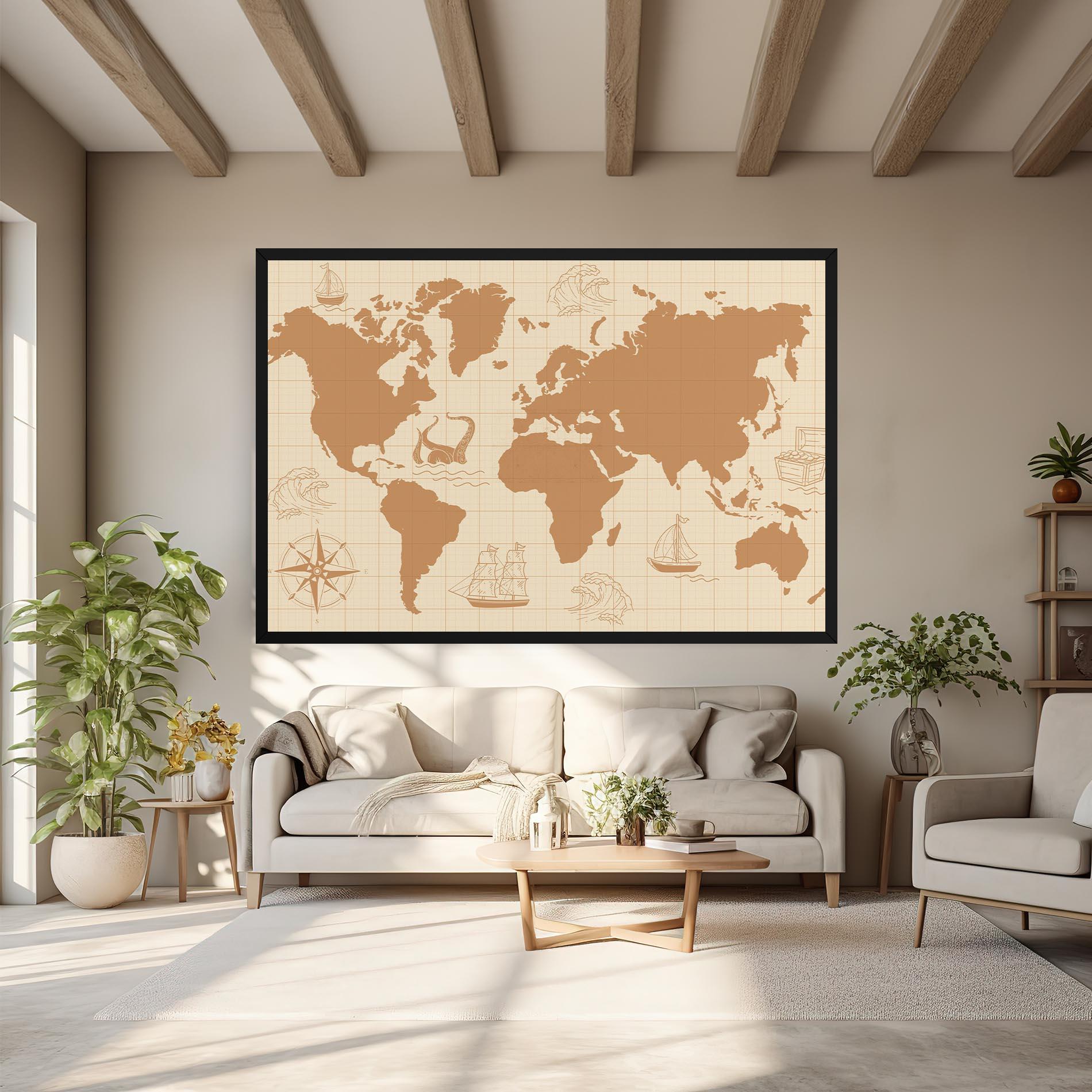 Tablou Canvas Light Cream Map mockup 6