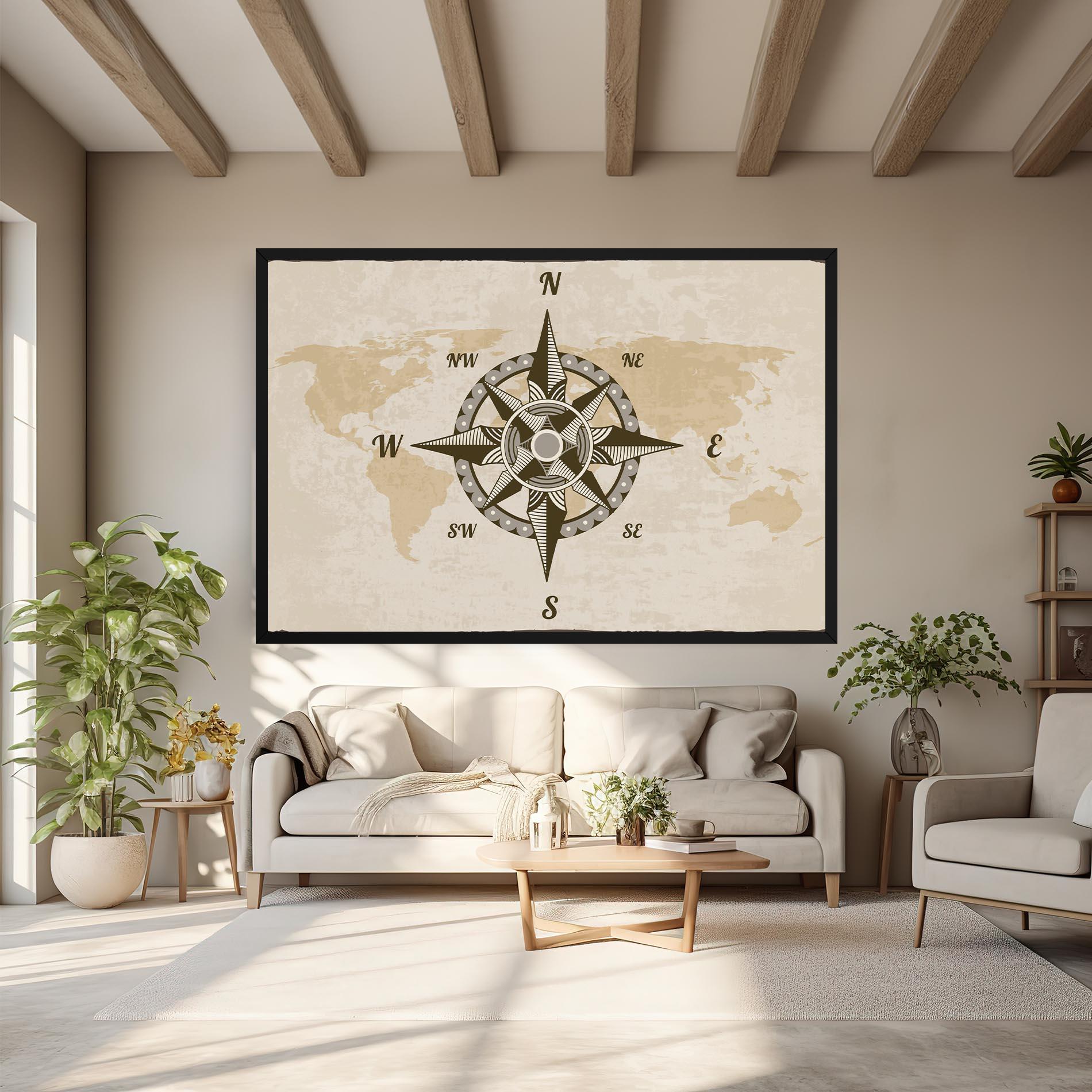 Tablou Canvas Nautical Compass mockup 6