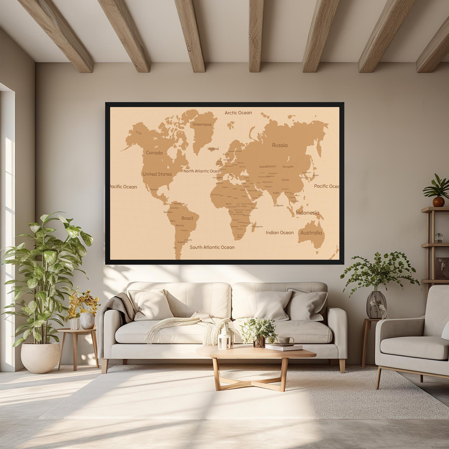 Tablou Canvas Ocean Old Map mockup 6