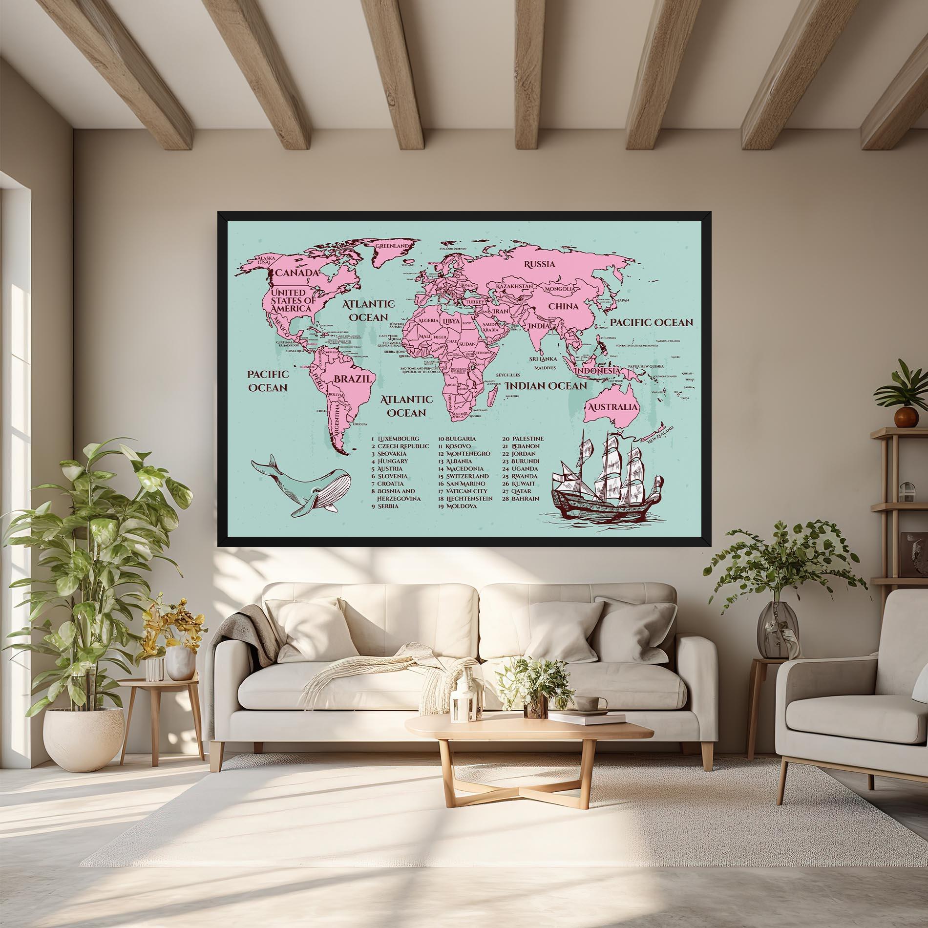 Tablou Canvas Pink Pirate Map mockup 6