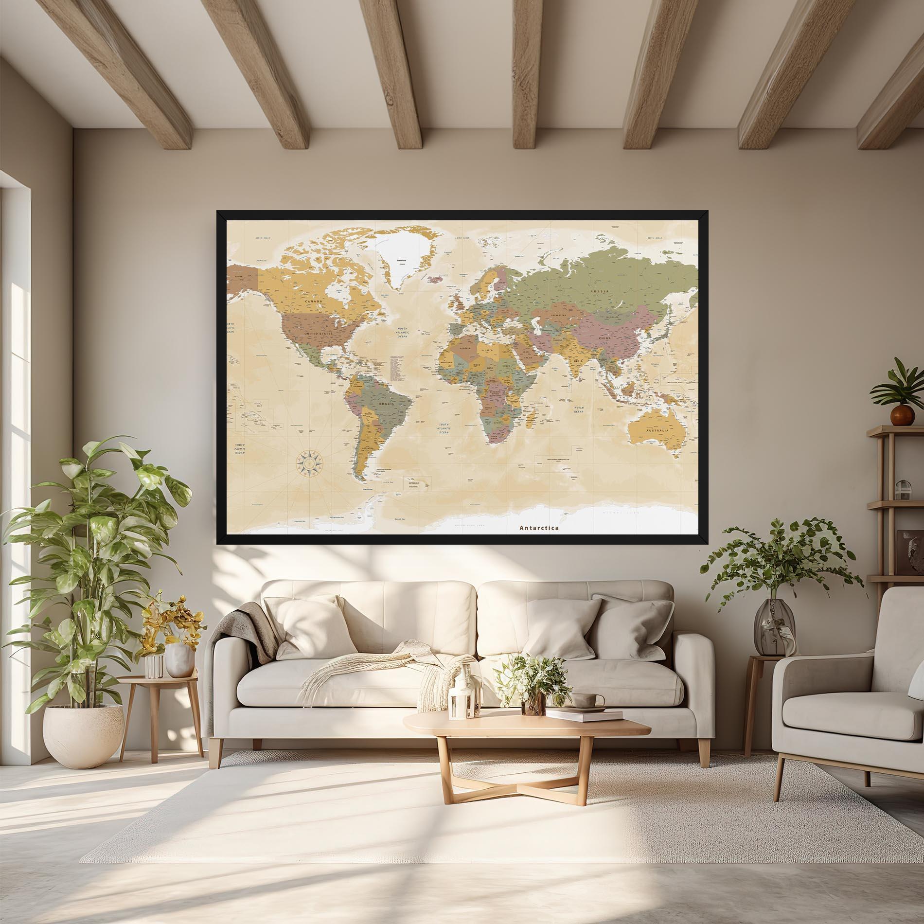 Tablou Canvas World Map Vintage mockup 6